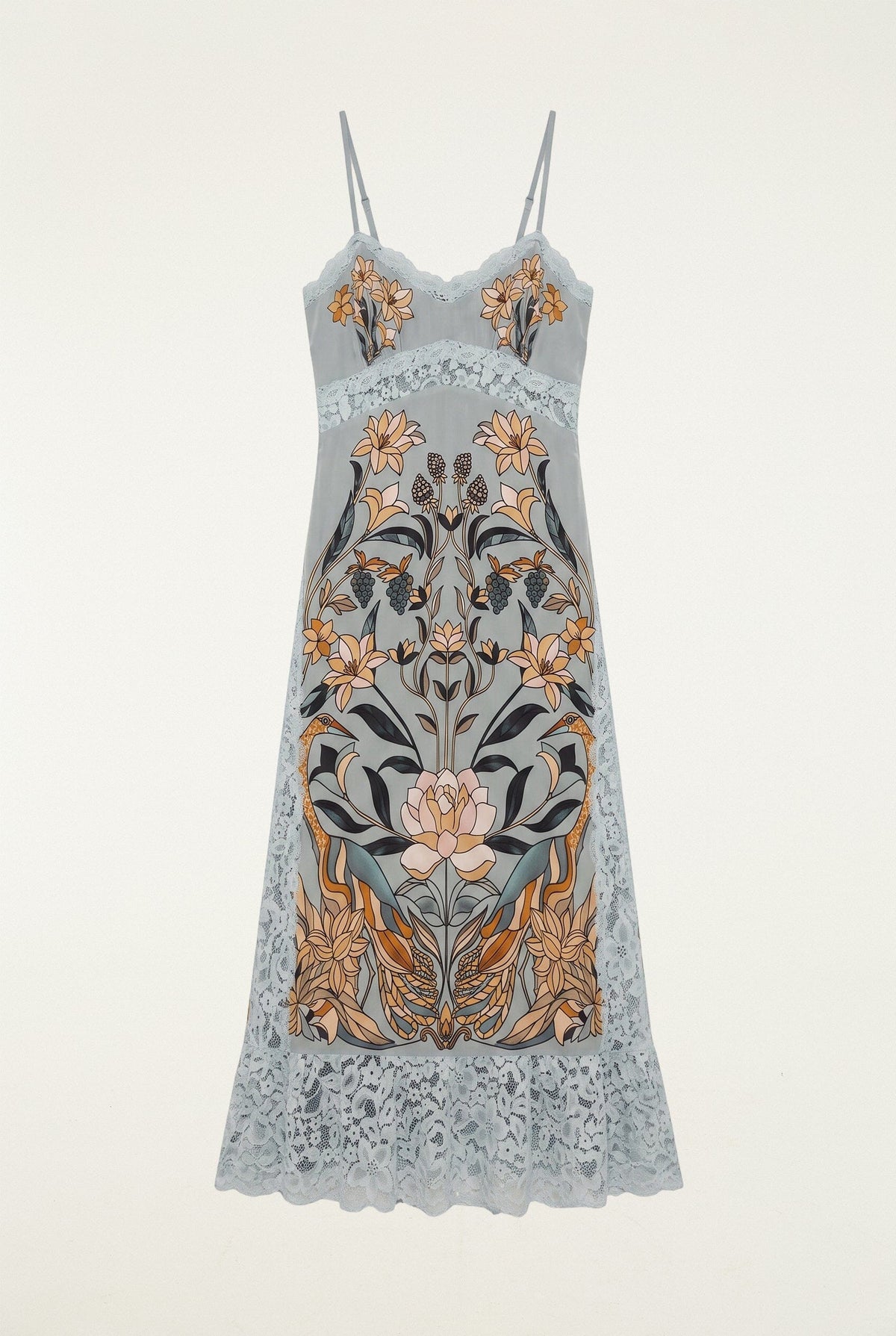 Stained Glass Beauty Lace Slip Midi Dress
