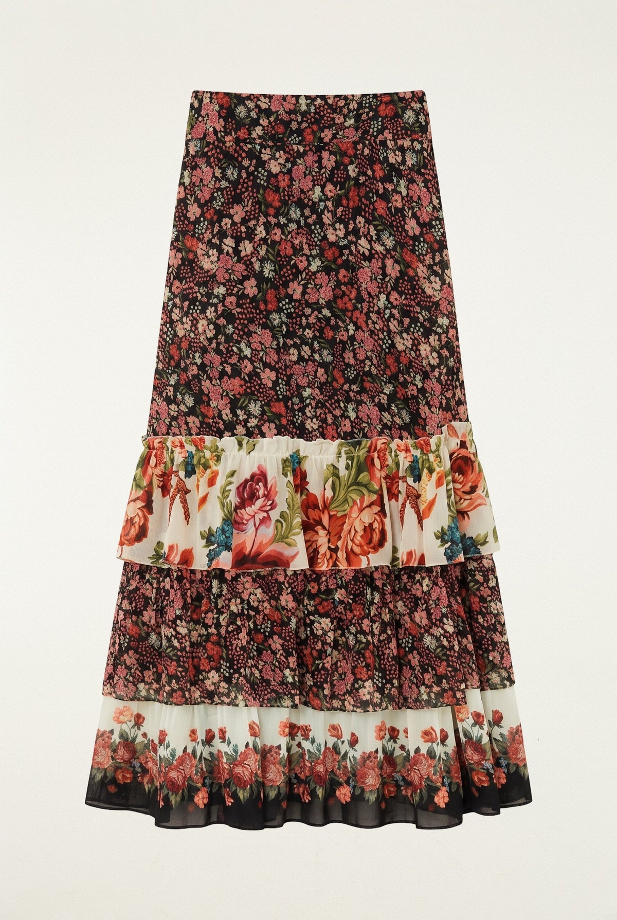 Tiny Garden Mixed Prints Maxi Skirt