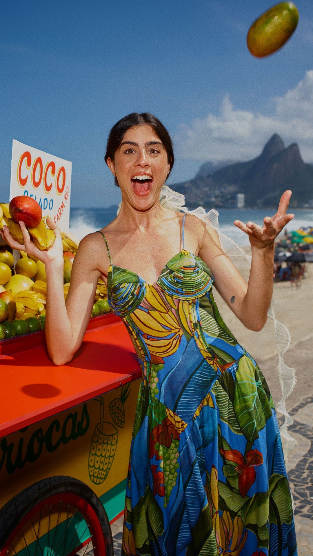 farm rio yellow summer garden sleeveless maxi dress Blue Banana Grapes 3d Bodice Sleeveless Maxi Dress