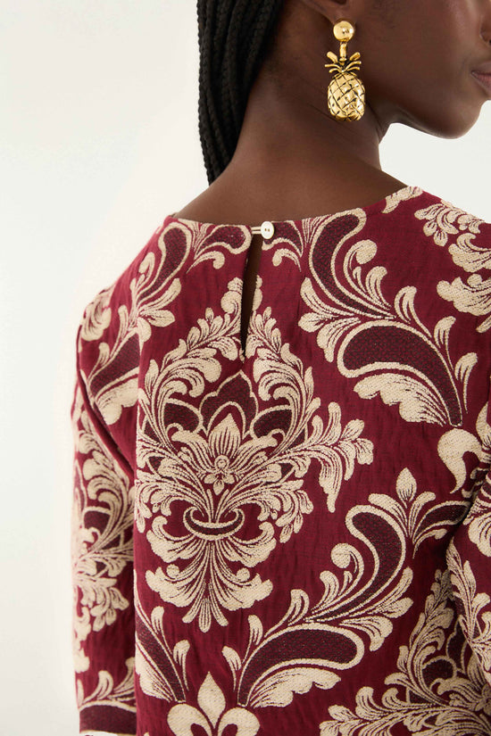 FARM Rio model wearing the Bicolor Jacquard Waves Long Sleeve Top