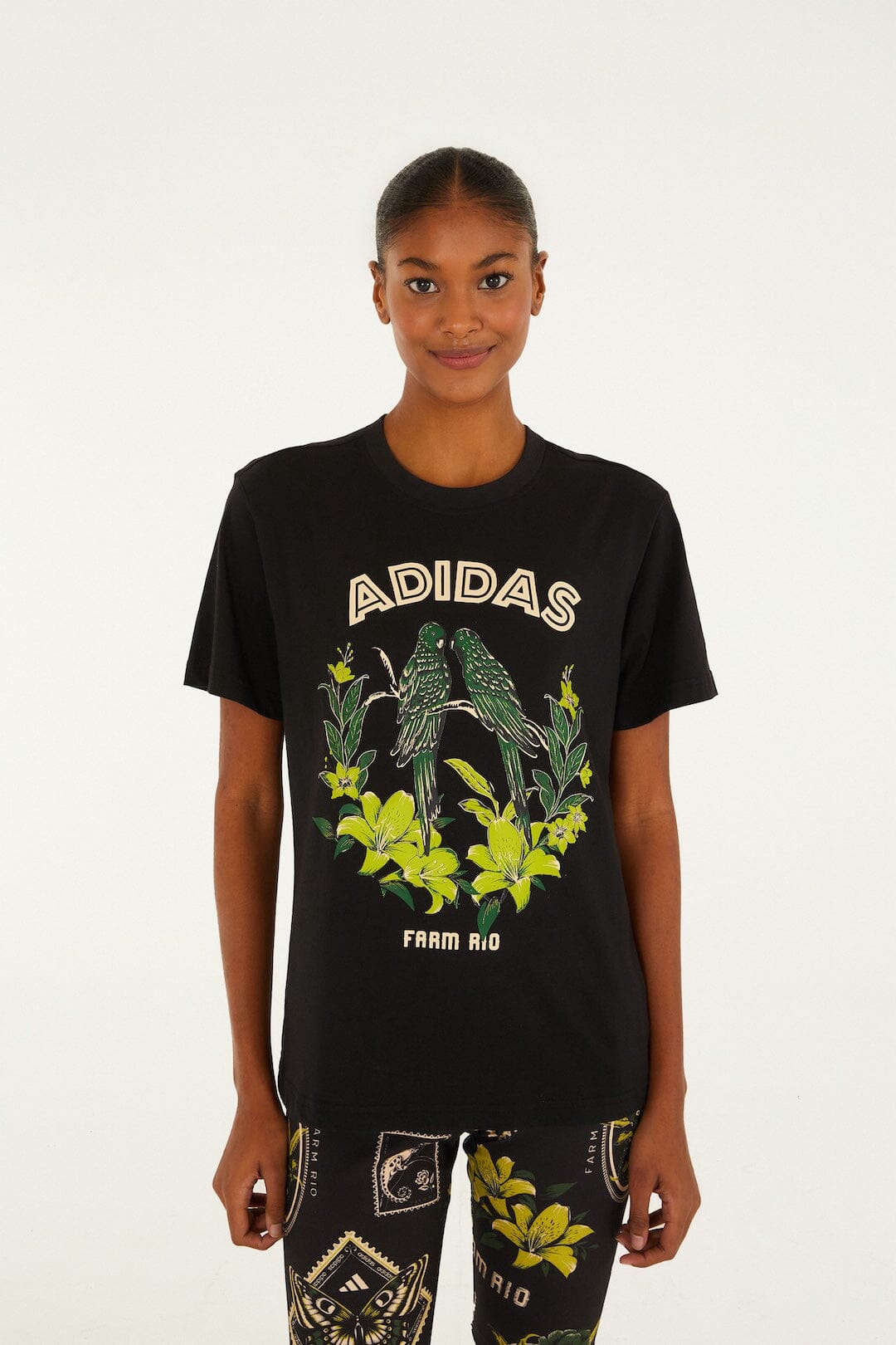 Birds Black Adidas T-Shirt | FARM Rio