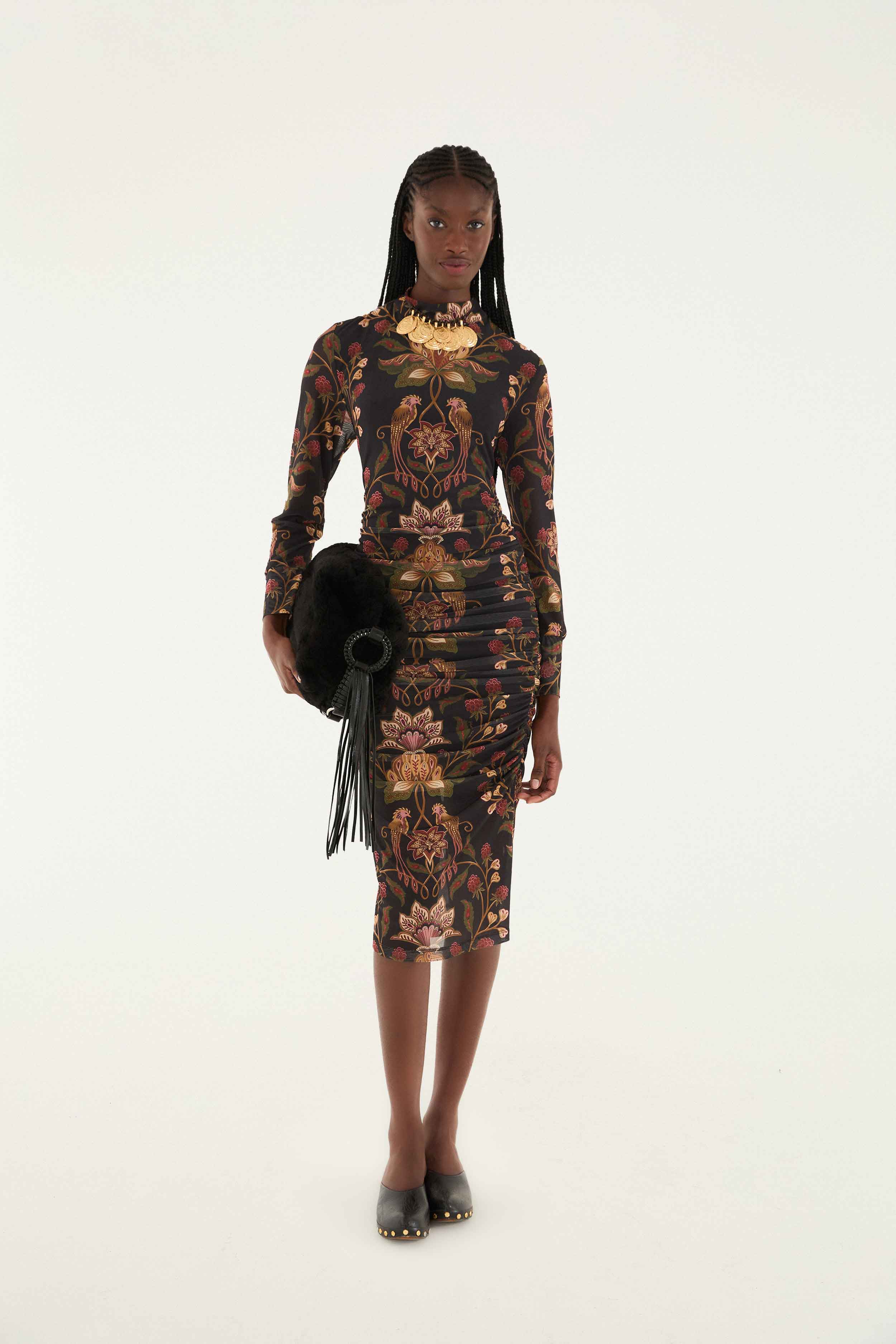 Black Berry Garden Tulle Midi Dress | FARM Rio Black Berry Garden Tulle Midi Dress | FARM Rio