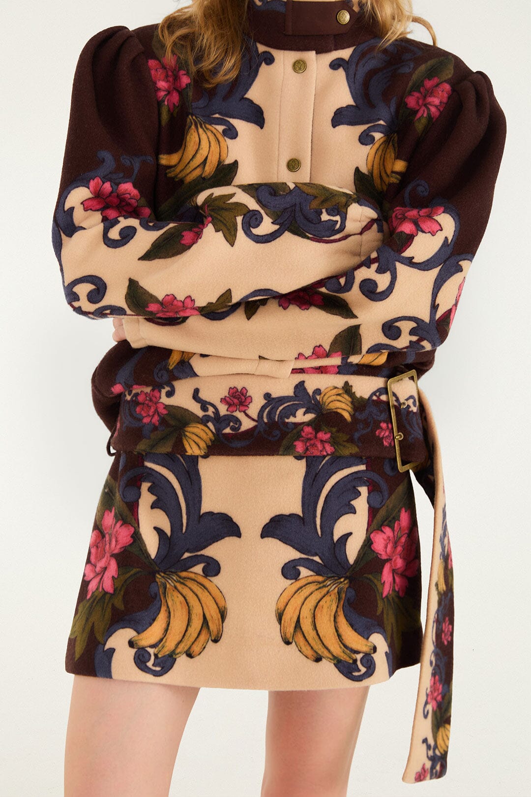 FARM Rio model wearing the Bloom In Between Belted Mini Skirt