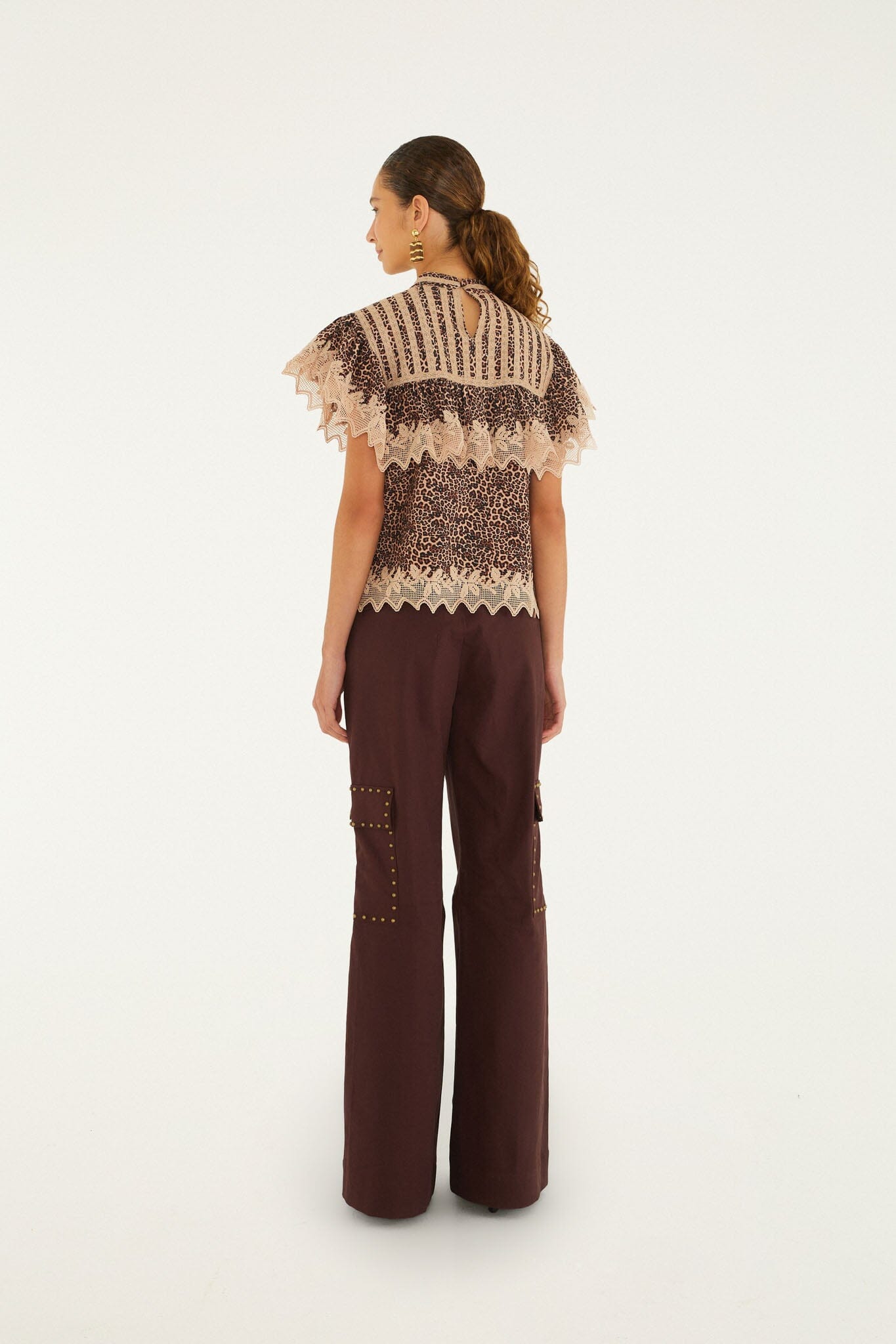 FARM Rio model wearing the Brown Tailored Pants