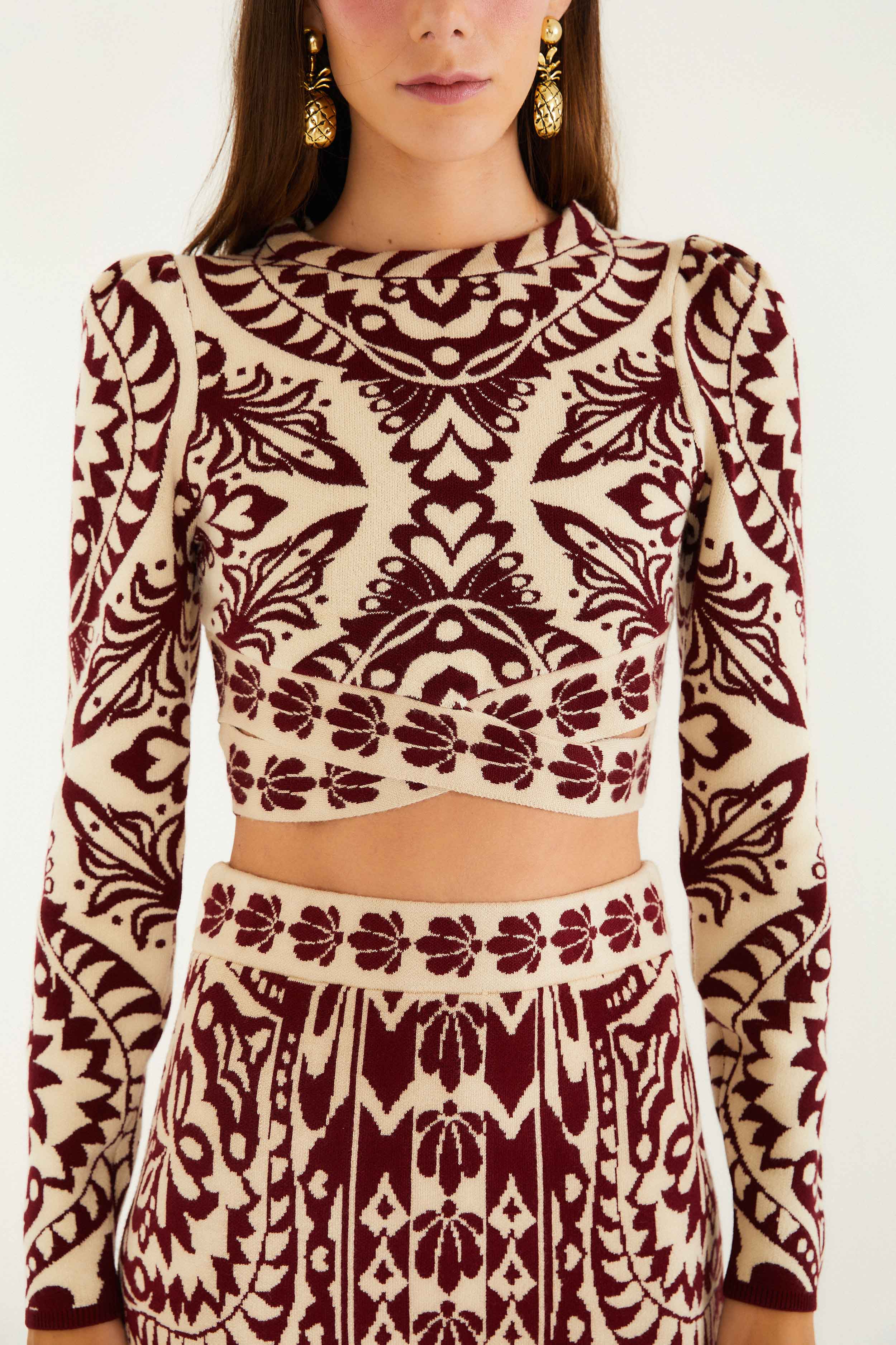 Burgundy Pineapple Love Knit Top | FARM Rio