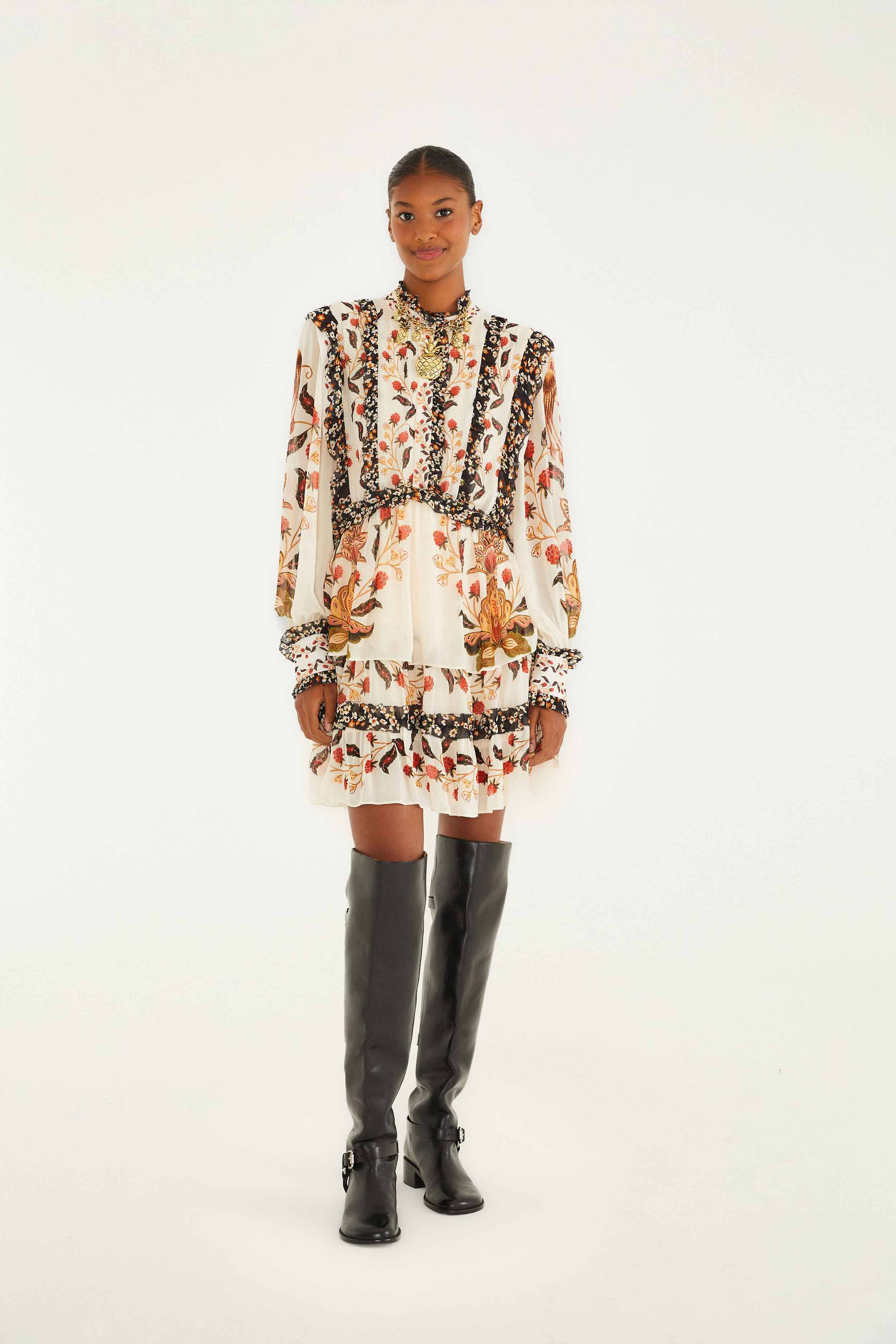 Farm Rio Floral Mini Dress - Berry Garden Cream Farm Rio Floral Mini Dress - Berry Garden Cream