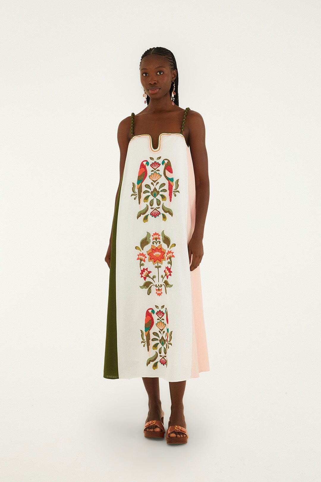 Cross Stich Embroidery Maxi Dress Sleeveless | FARM Rio