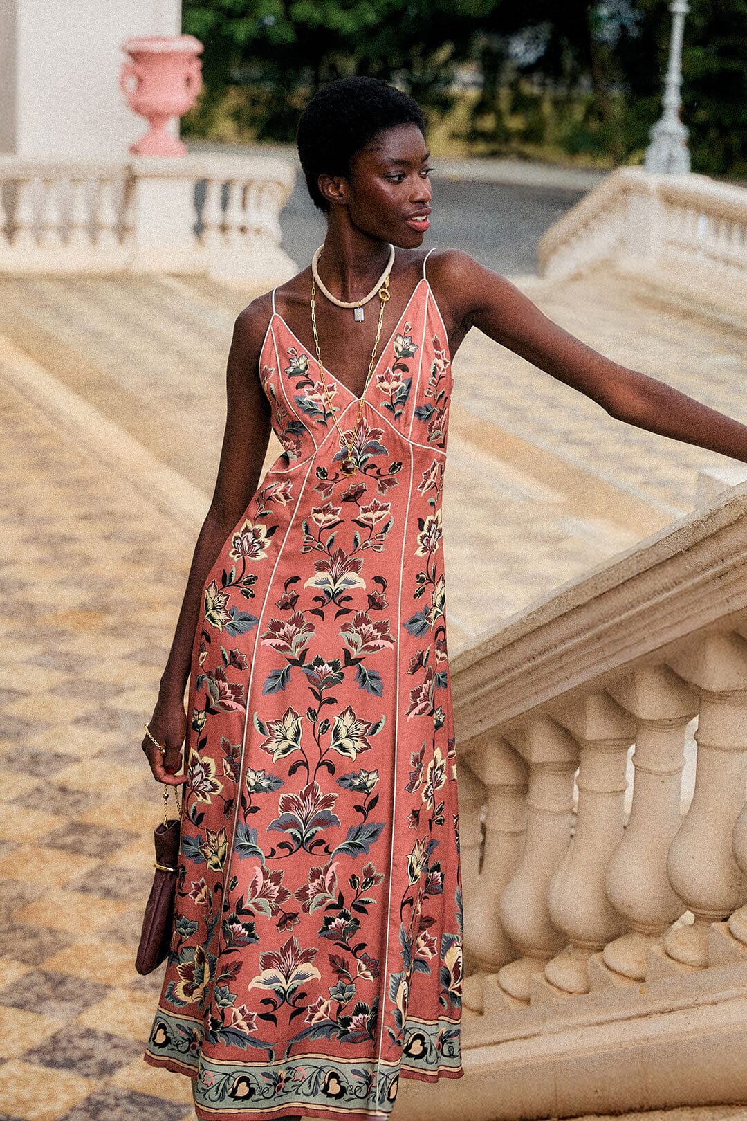 Floral Beauty Tapestry Maxi Slip Dress