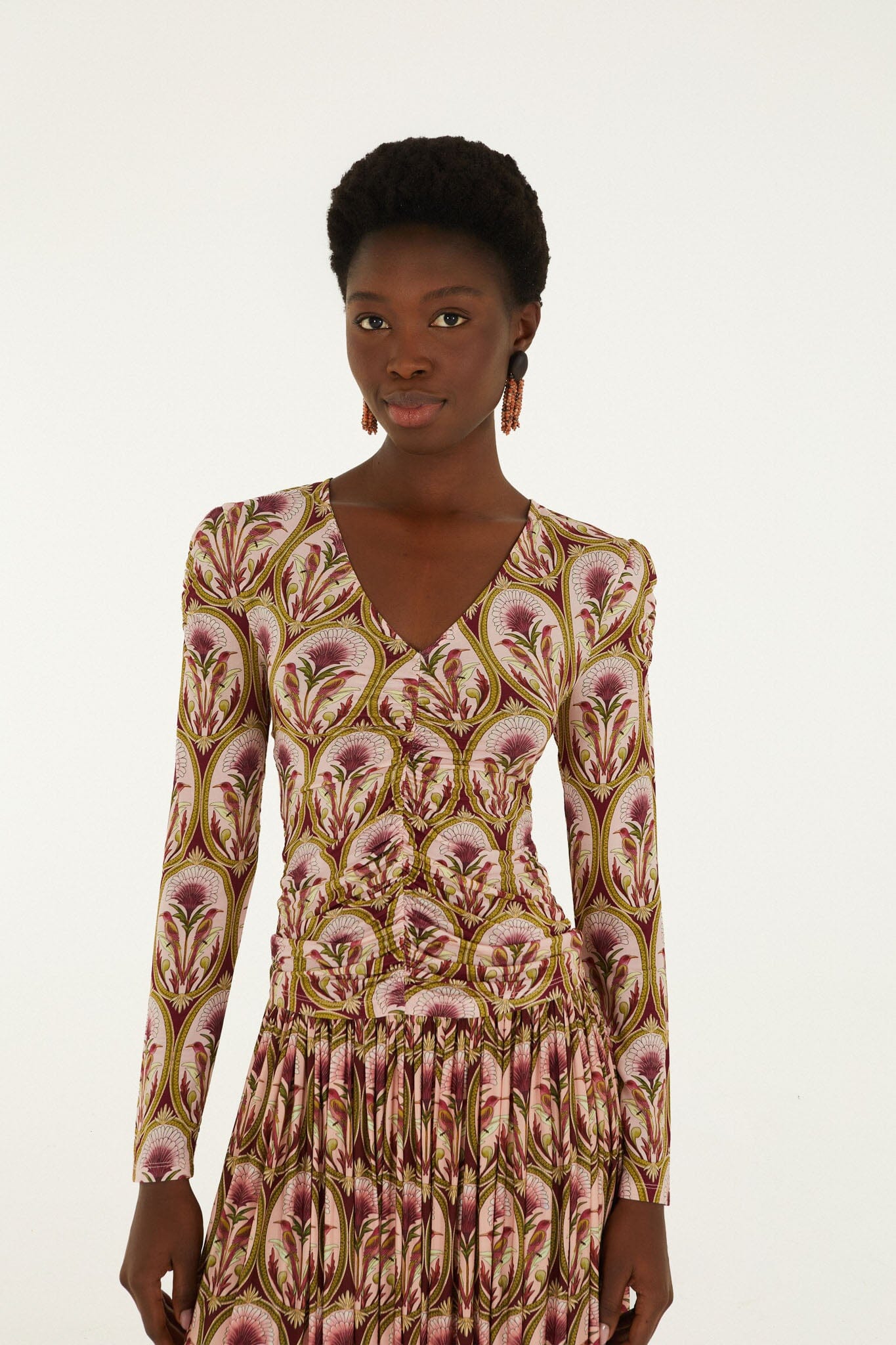 Garden Medal Jersey Long Sleeve Blouse
