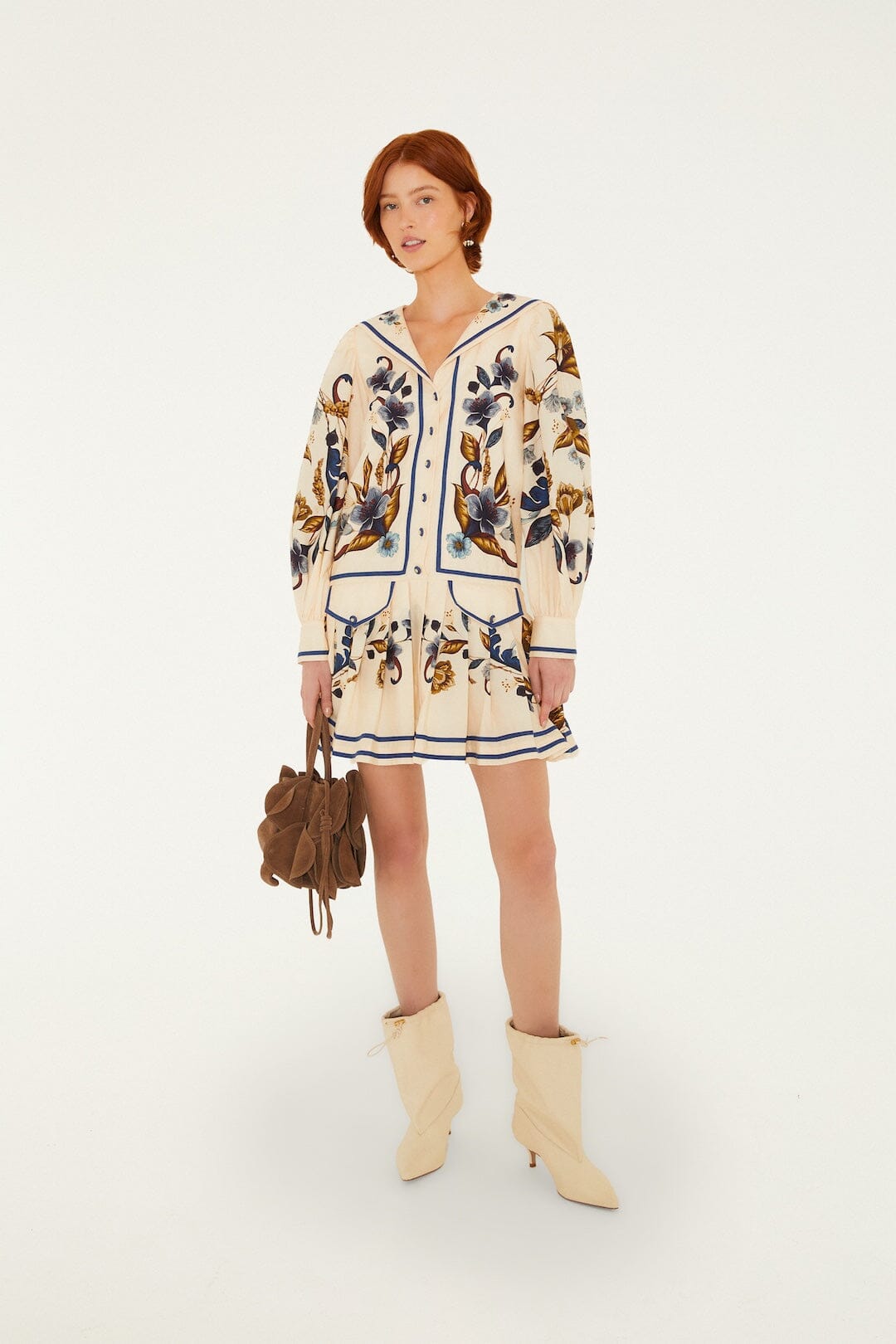 Golden Nature Long Sleeve Mini Dress