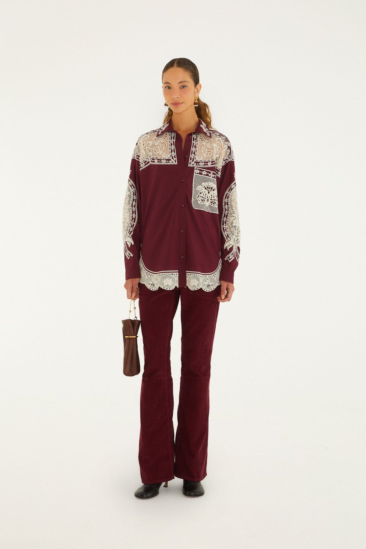 FARM Rio model wearing the Guipuire Long Sleeve Shirt