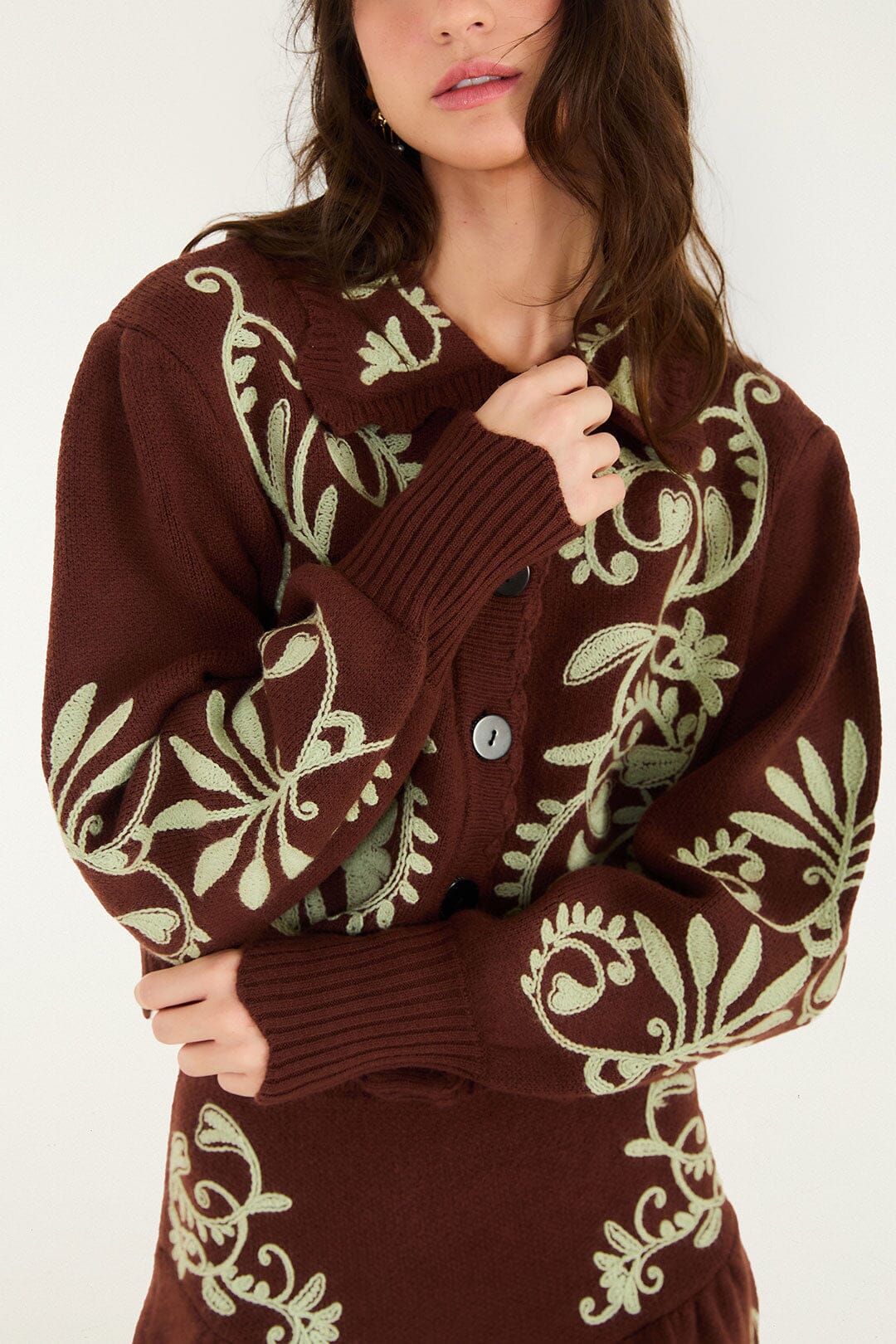 FARM Rio model wearing the Knit Blouse