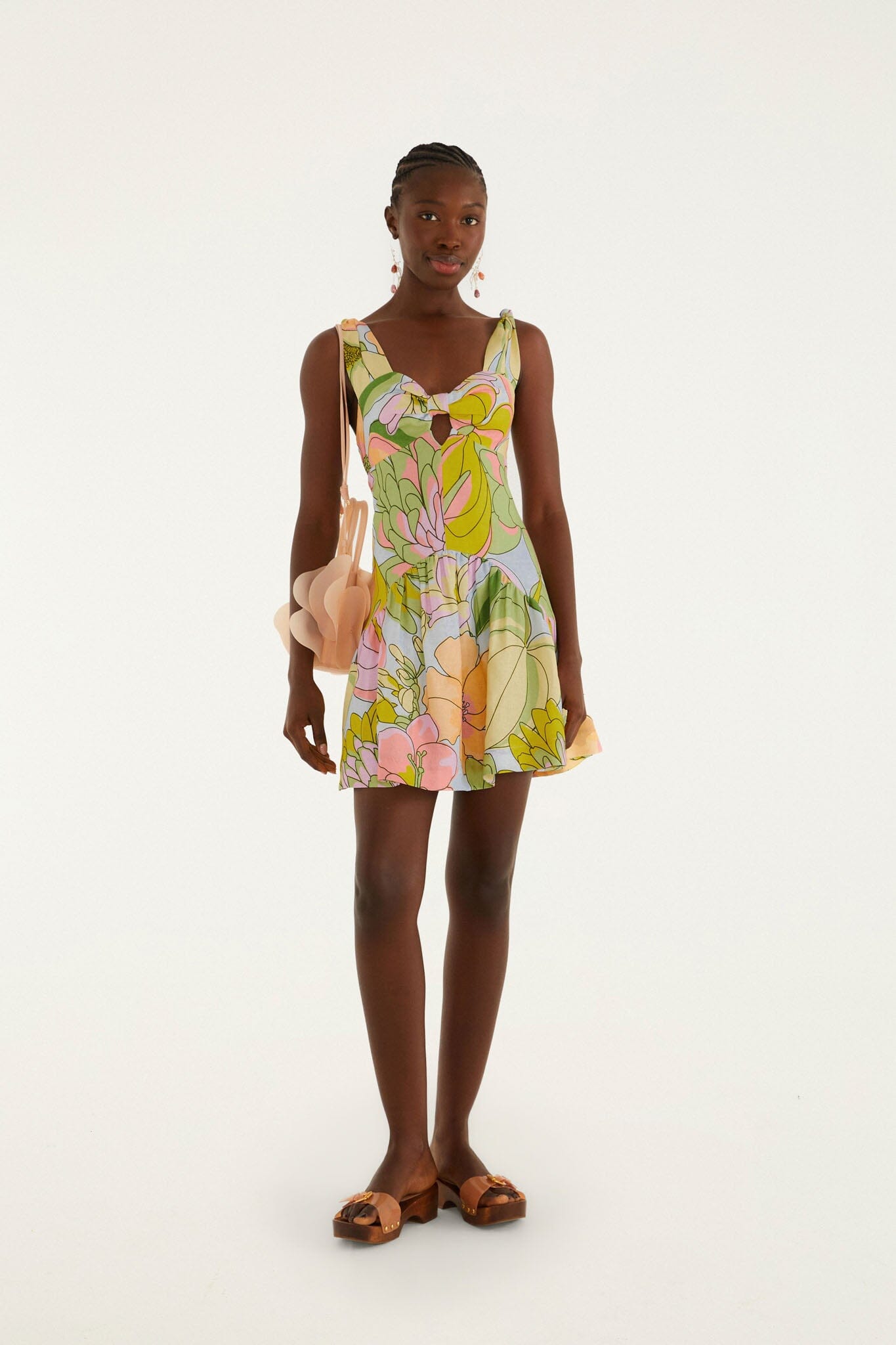 spring mini dress FARM Rio Women's Spring Affair Floral Print Linen Minidress - Yellow