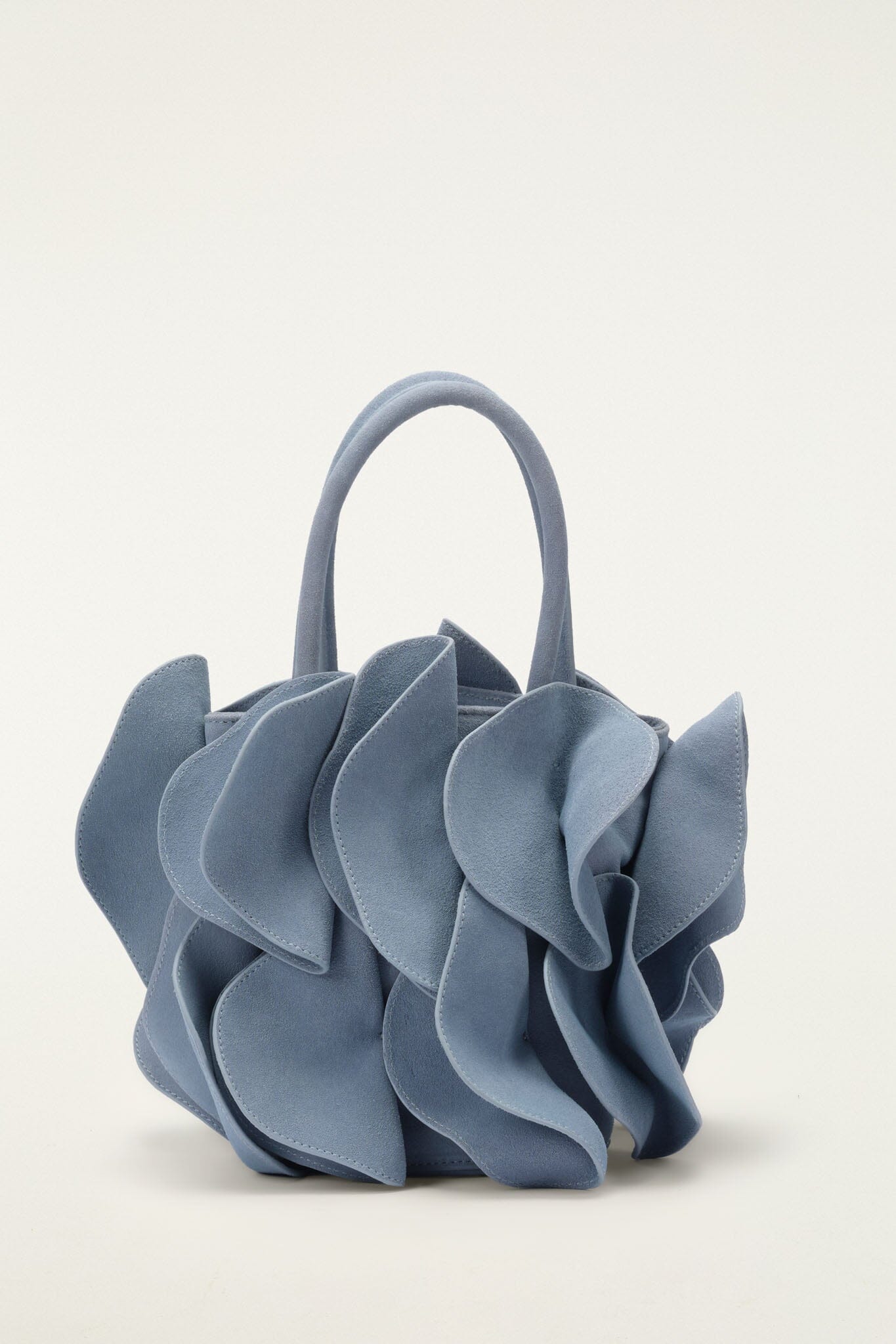 Light Blue Suede Flower Handbag | FARM Rio