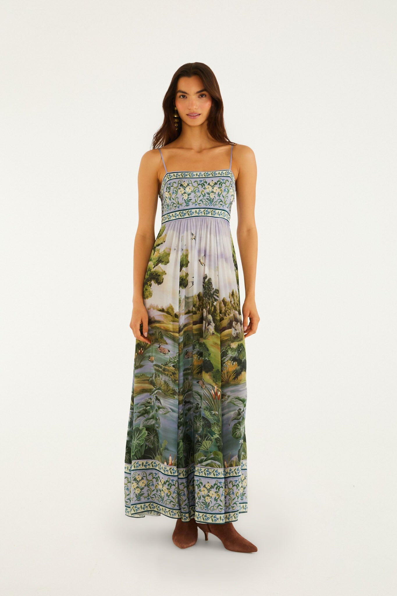 maxi dress with adjustable straps Flowy Beach Maxi Dress With Adjustable Straps