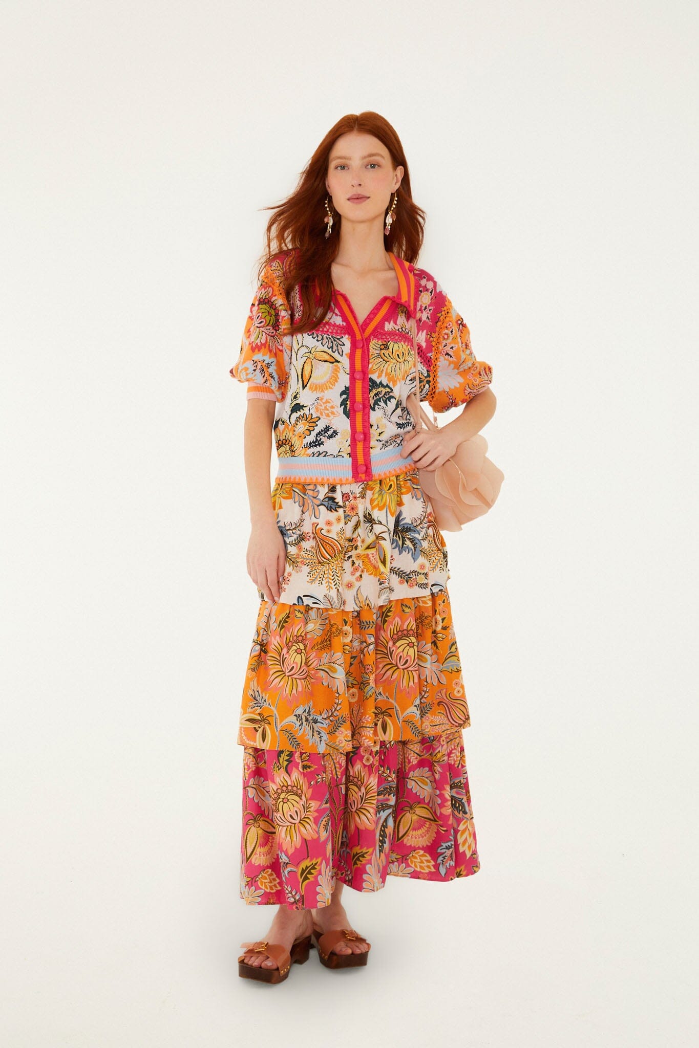 farm rio mixed floral midi dress Multicolor Ligia Mix Layered Lenzing Ecovero Euroflax Skirt Early Evening Midi Dress from center back Step 1. Choose color *:Coral juniors resort clothing