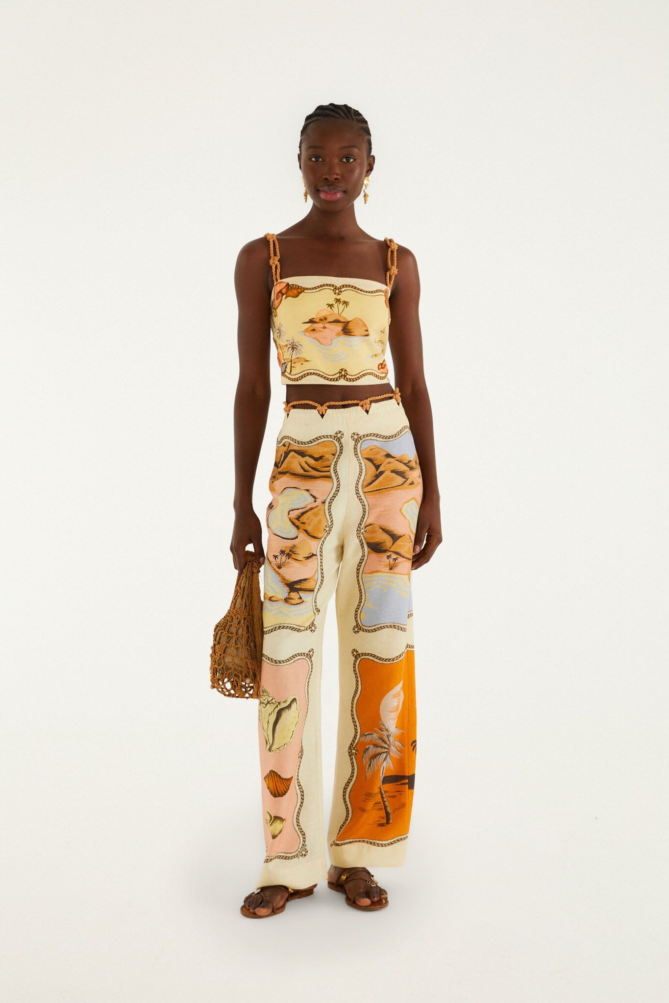 Multicolor Rio Souvenir Scarves Rope Detail Pants | FARM Rio