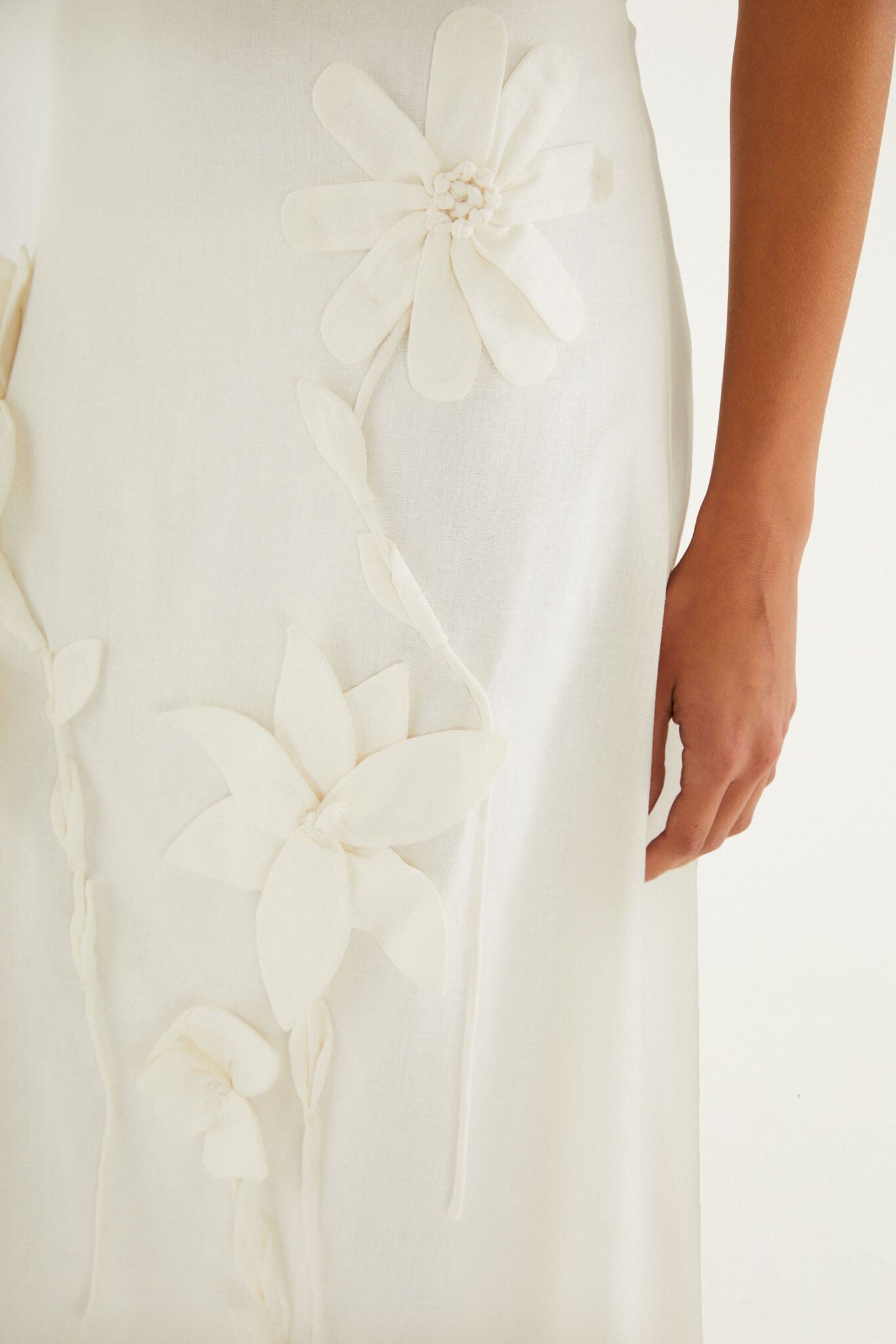 FARM Rio model wearing the Off-White 3d Flowers Midi Skirt