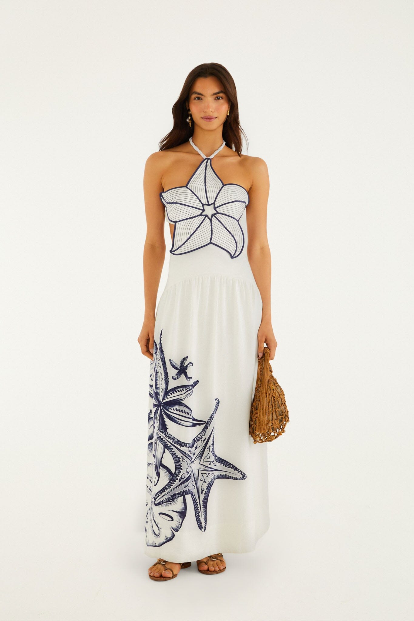 Off-White Coast Stars 3d Bodice Lenzing Ecovero Euroflax Maxi Dress | FARM Rio Off-White Coast Stars 3d Bodice Lenzing Ecovero Euroflax Maxi Dress | FARM Rio