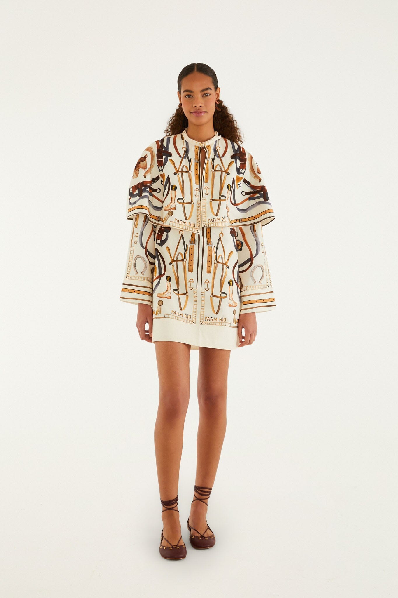 Off-White Equestrian Scarf Cape Mini Dress