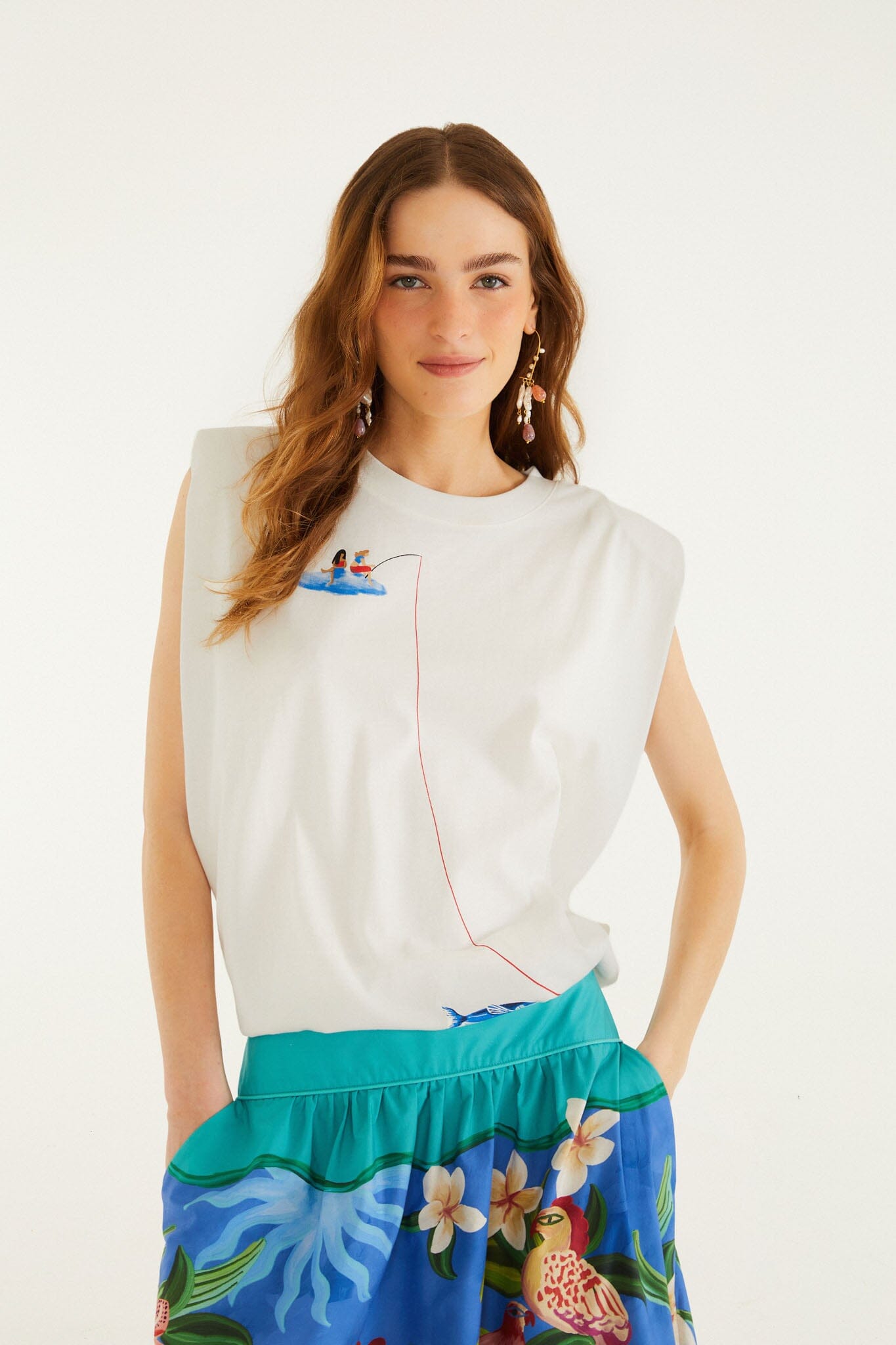 Off-White Fishing Dreams Padded Shoulder T-Shirt | FARM Rio