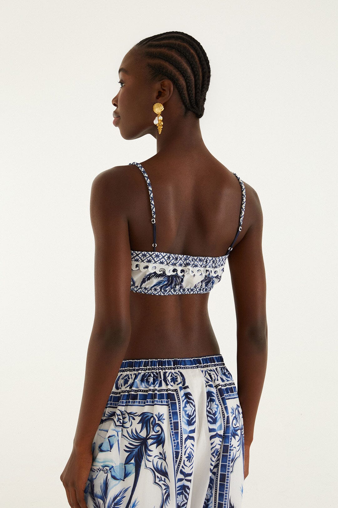 FARM Rio model wearing the Off-White Wonderful City Organic Cotton Crop Top