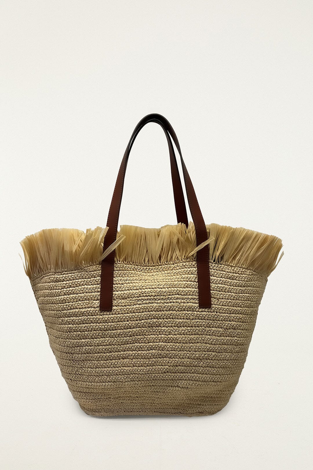FARM Rio model wearing the Printed Raffia Basket Bag