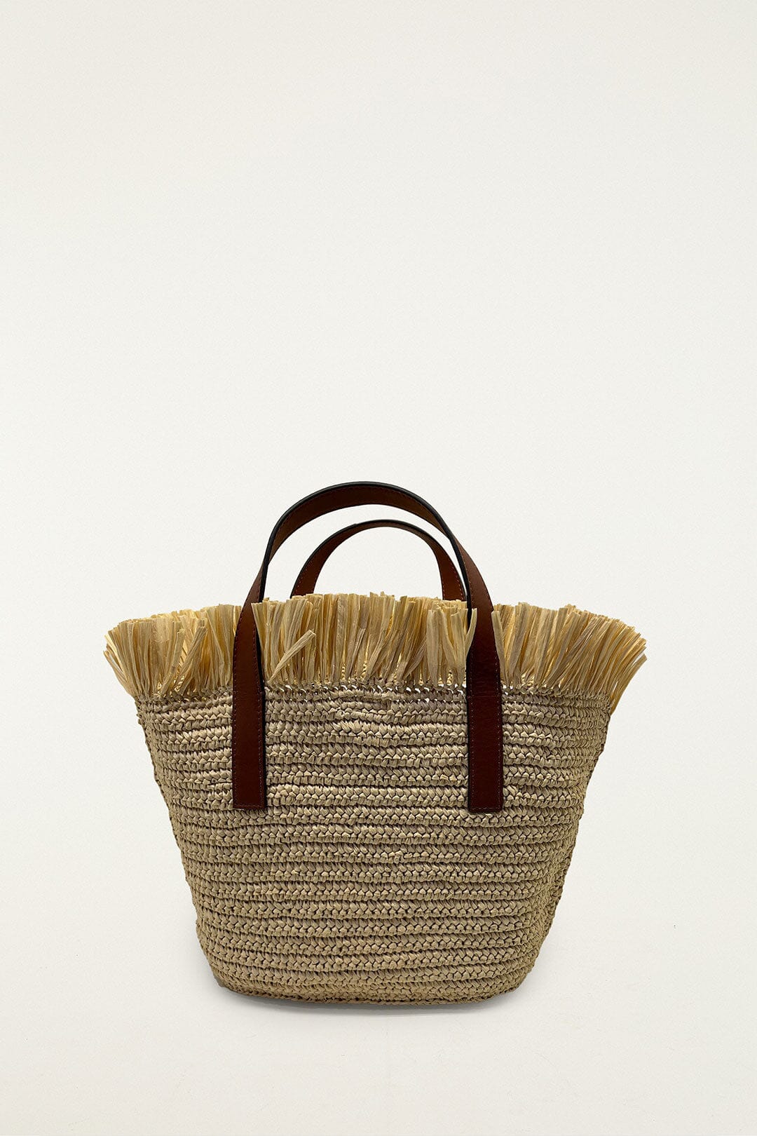 FARM Rio model wearing the Printed Raffia Mini Basket Bag