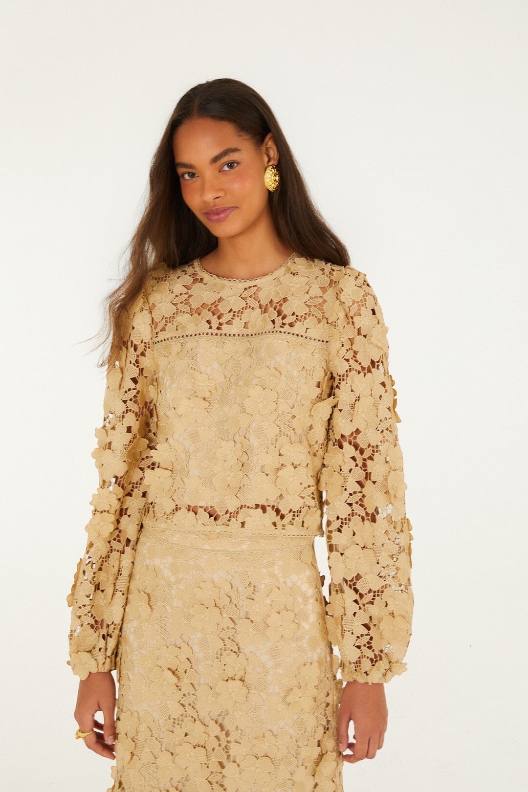Sand Embroidery Long Sleeve Blouse | FARM Rio