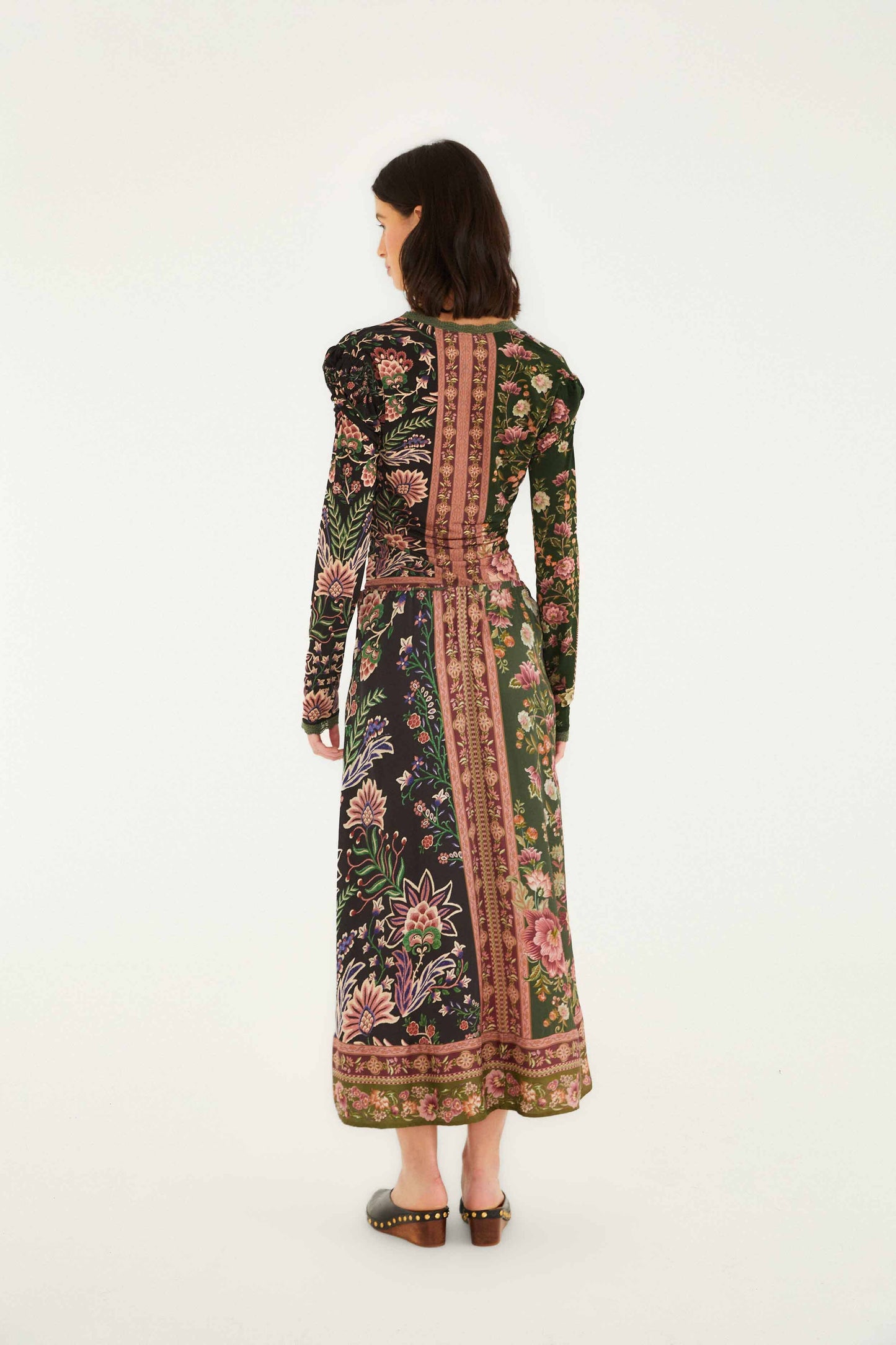 FARM Rio model wearing the Winter Garden Mix Midi Skirt