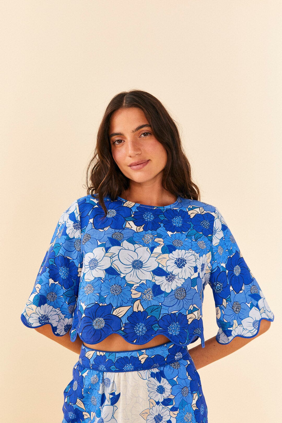 Printed crop blouse
