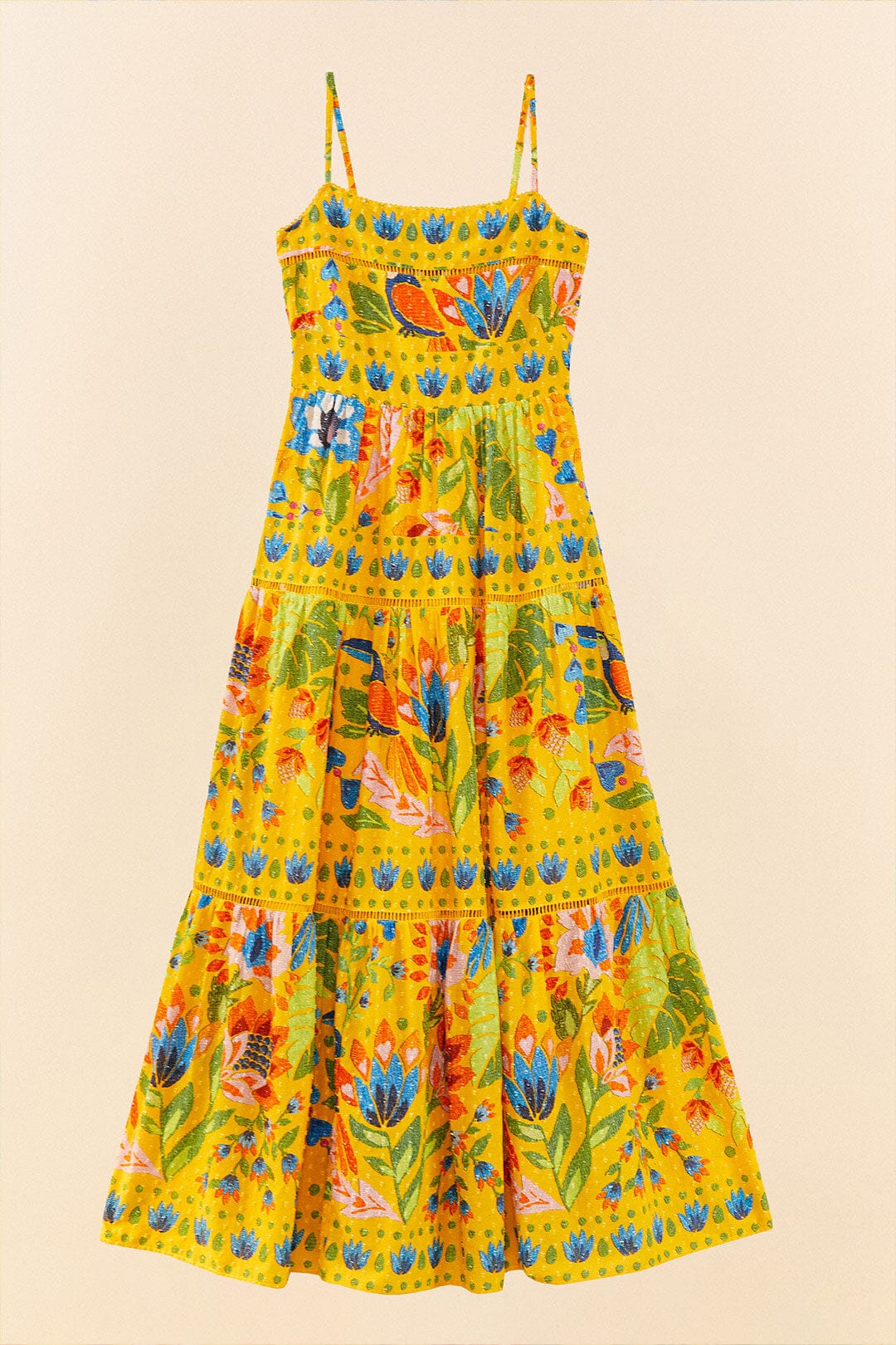 Yellow Summer Garden Sleeveless Maxi Dress