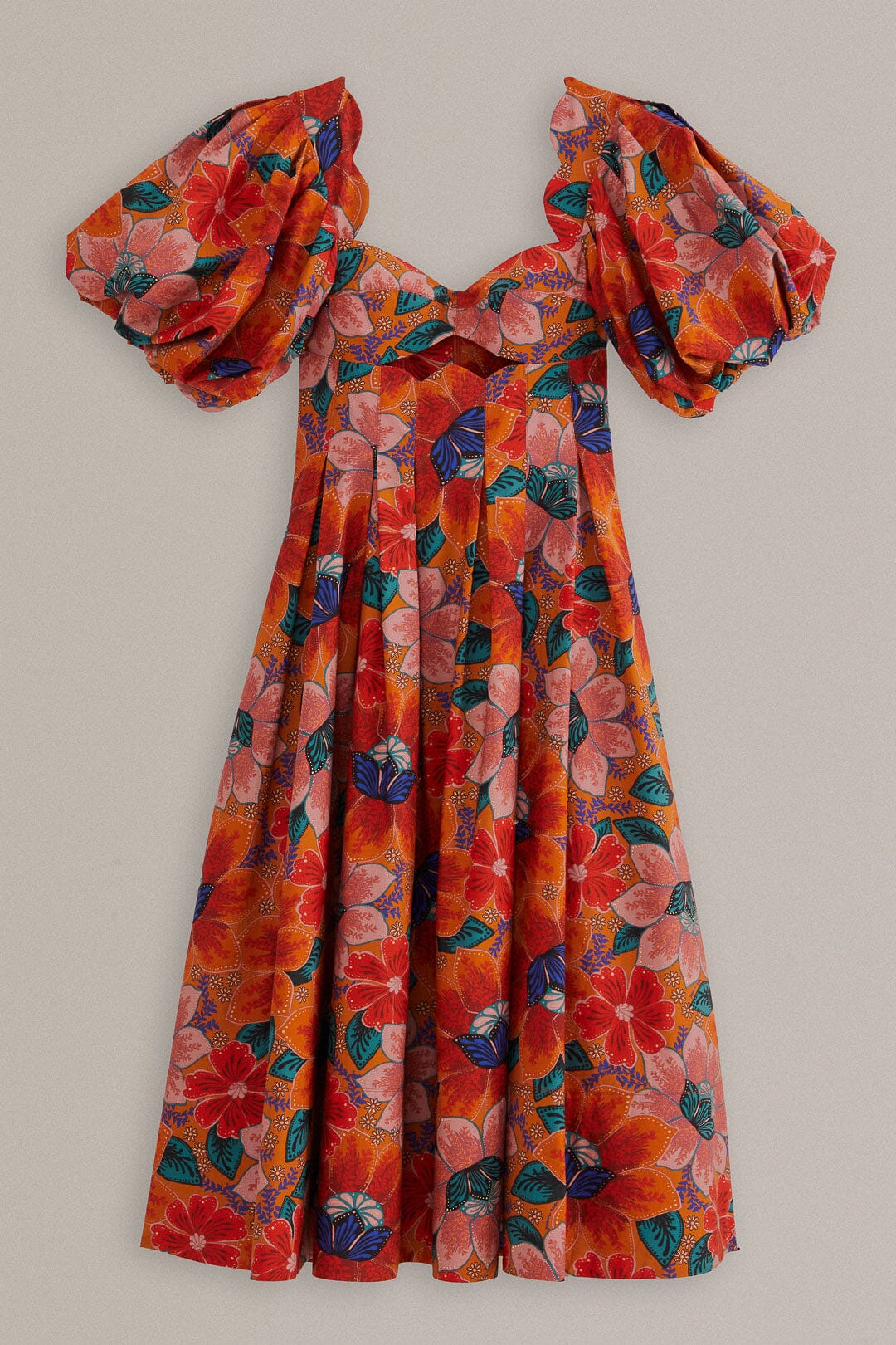 Orange Marias Floral Cut-Out Midi Dress