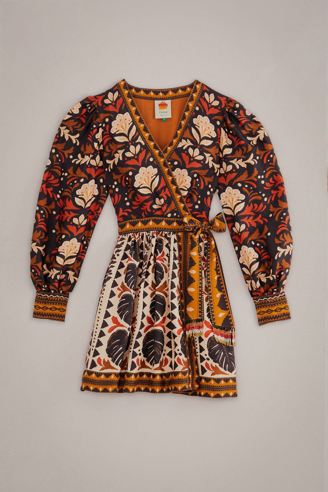 Multicolor Tapestry Garden V Neck Mini Dress