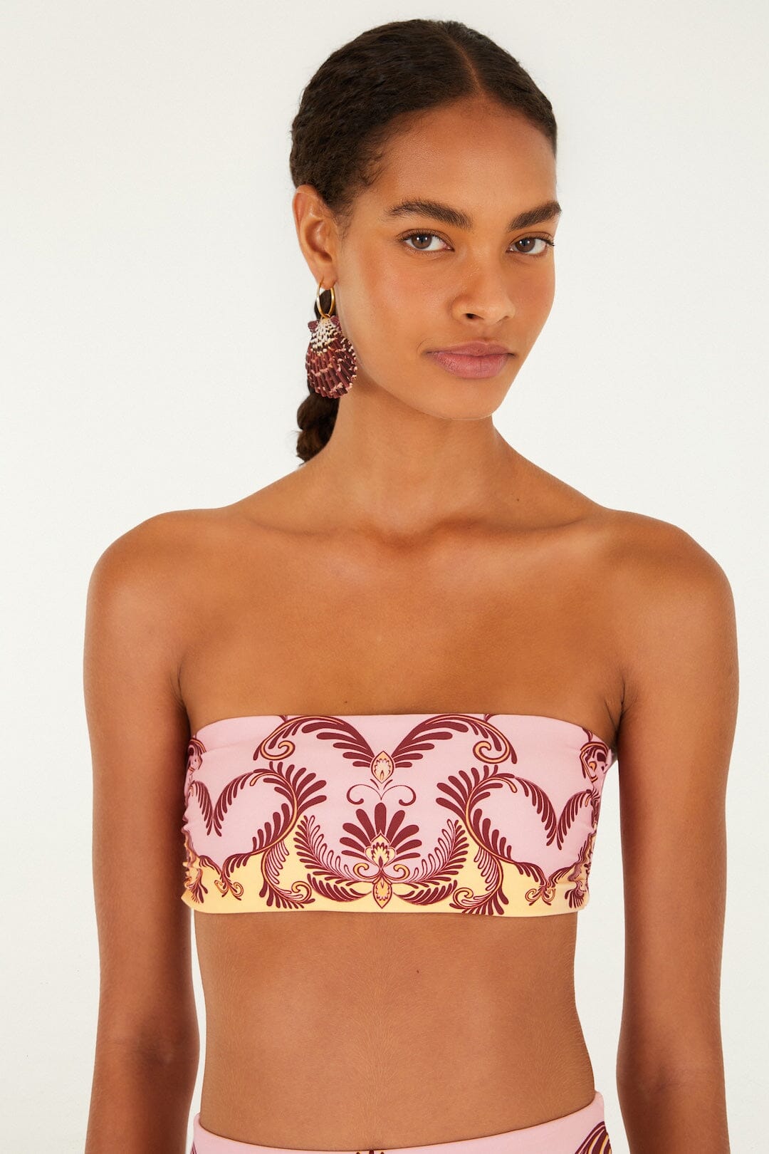 Soft Yellow Arabesc Bandeau Bikini Top