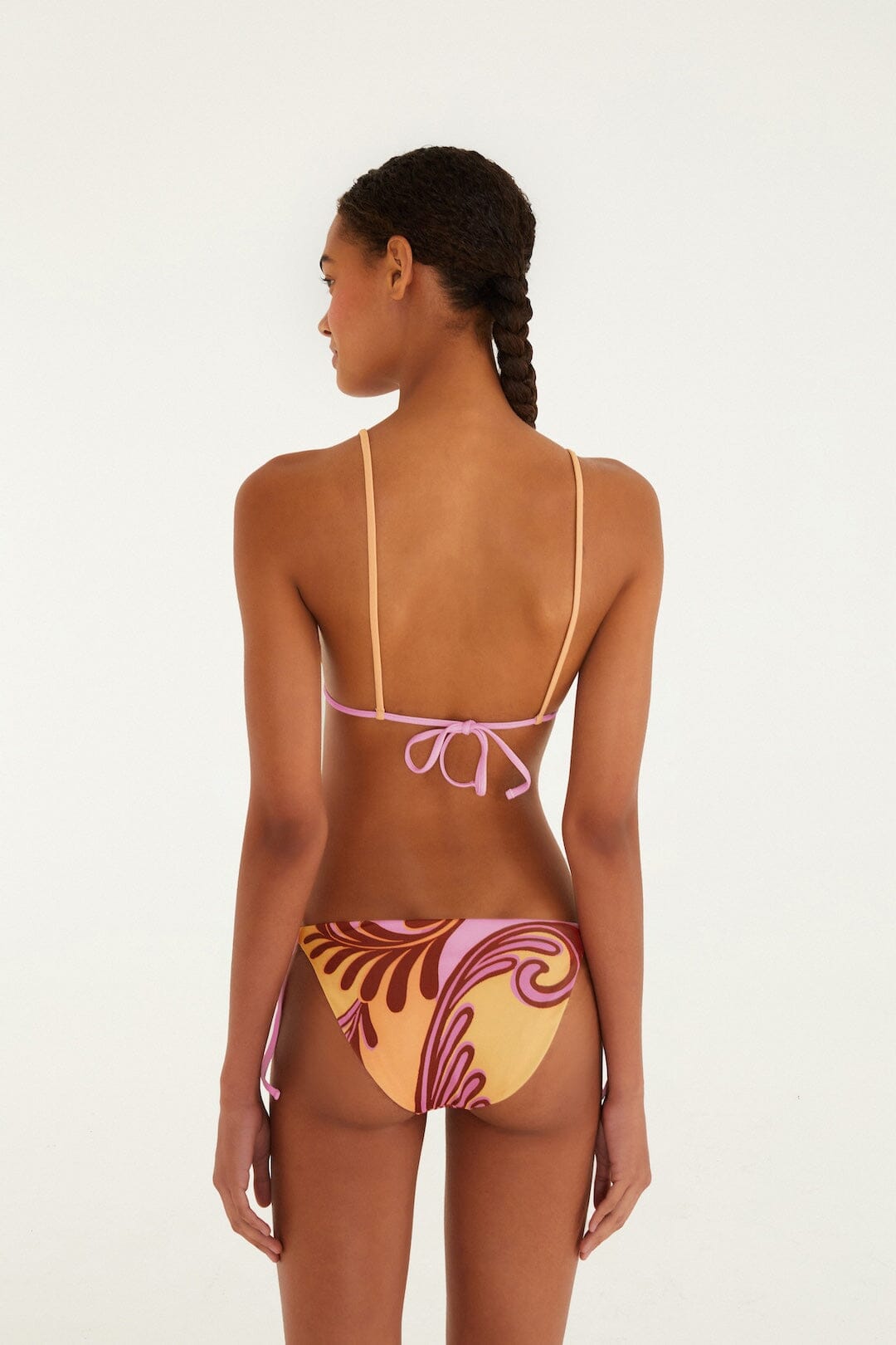 Soft Yellow Arabesc Triangle Bikini Top