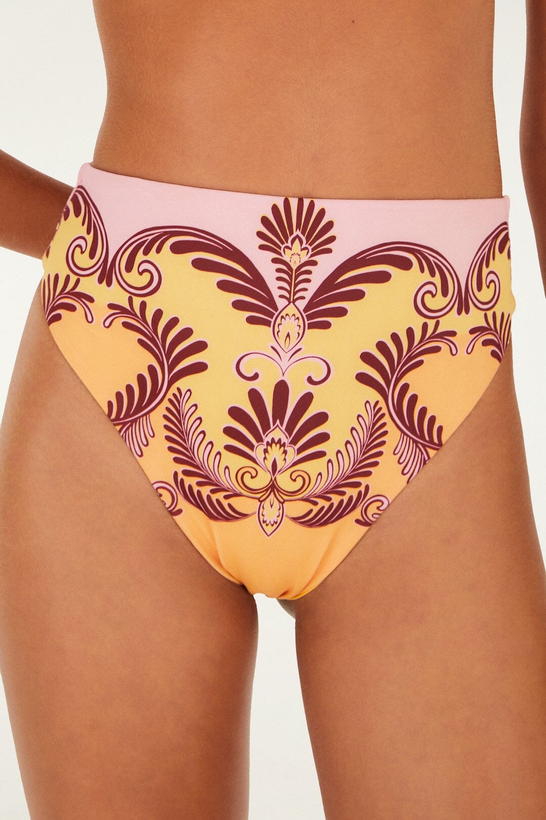Soft Yellow Arabesc Hot Pants Bikini Bottom