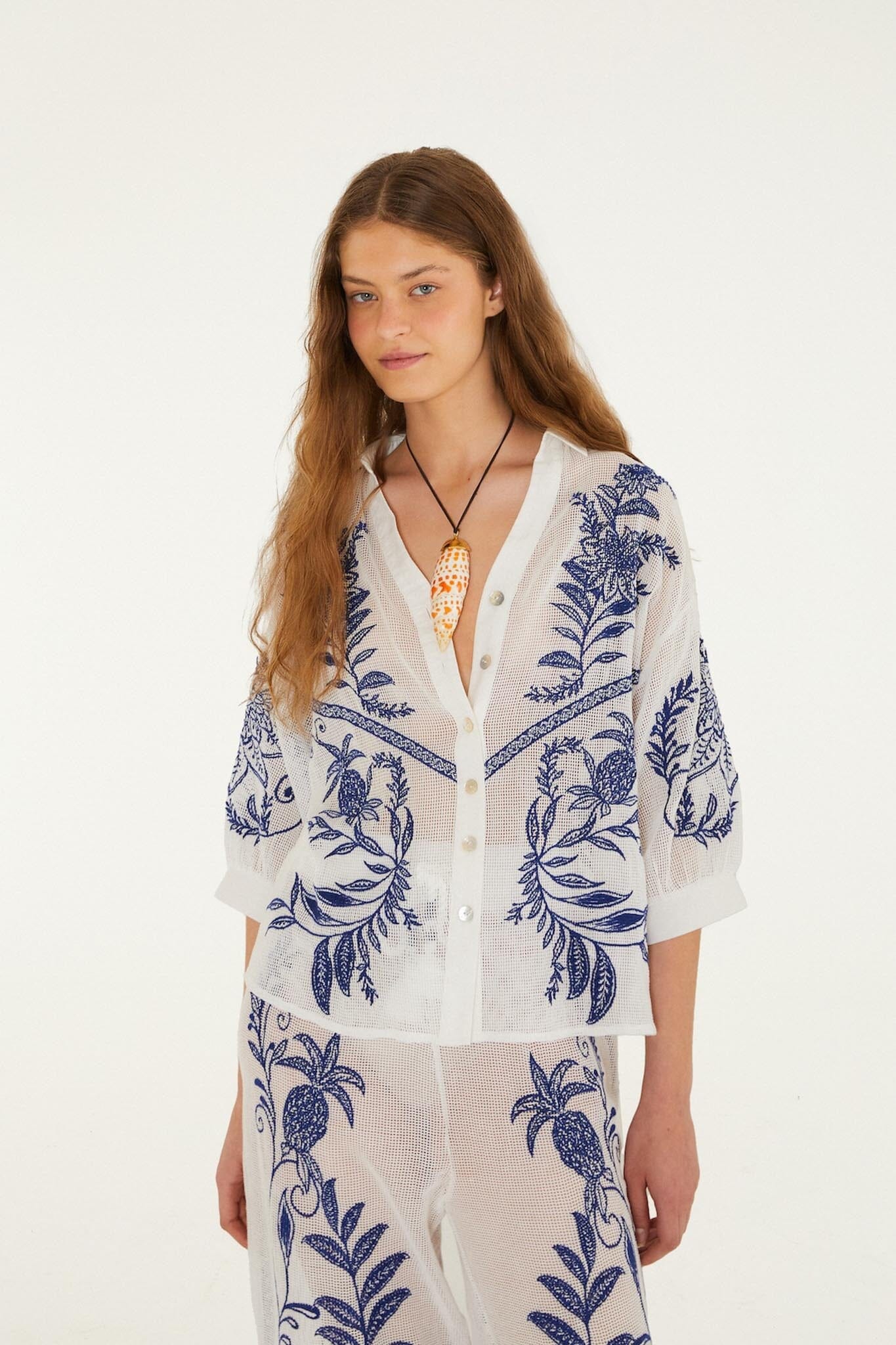 off-white nina embroidery blouse