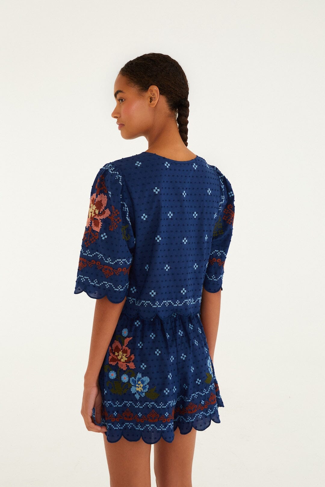 Dark Blue Stitched Garden Shorts