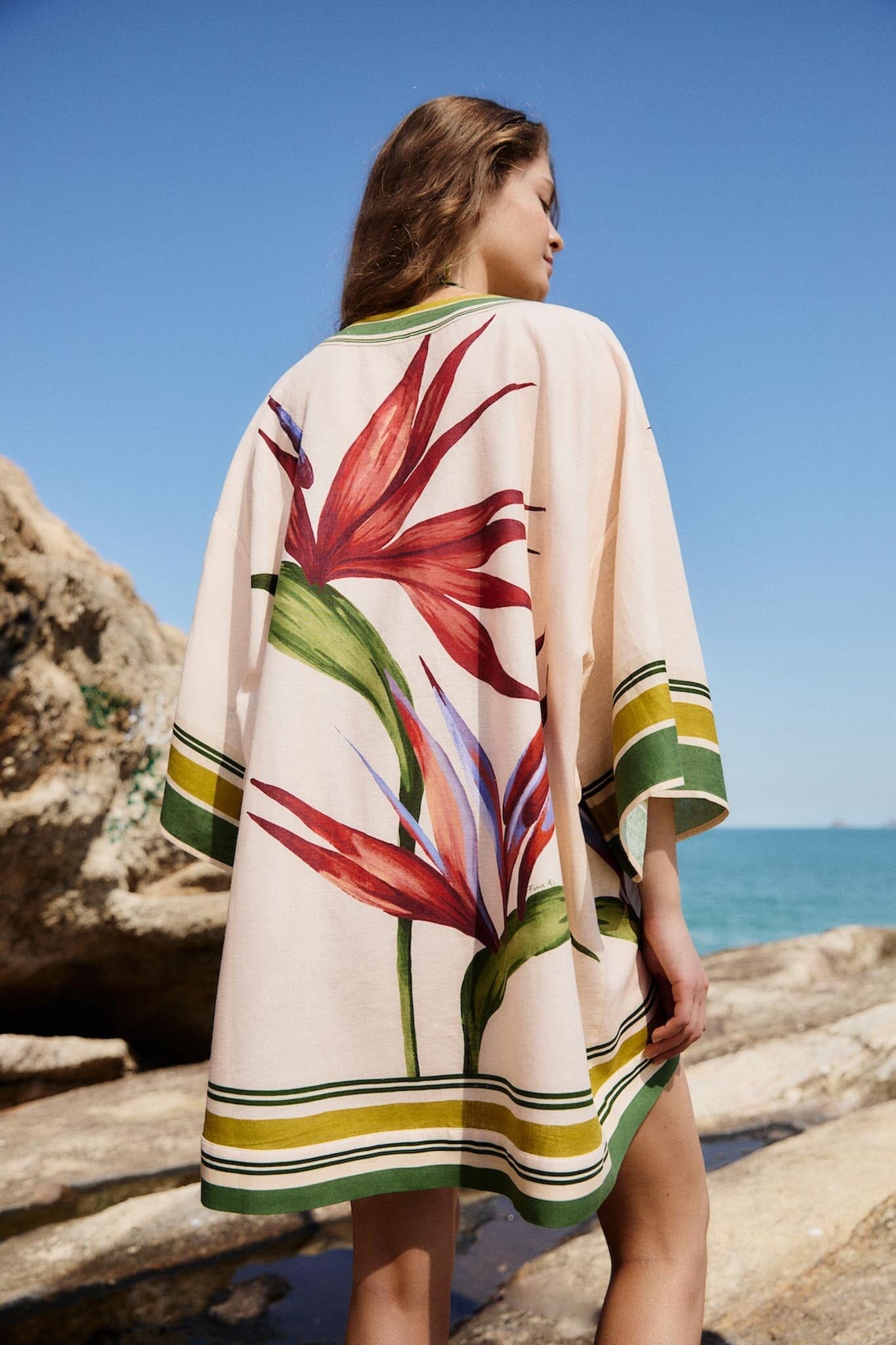 Light Blush Strelitzia Kimono