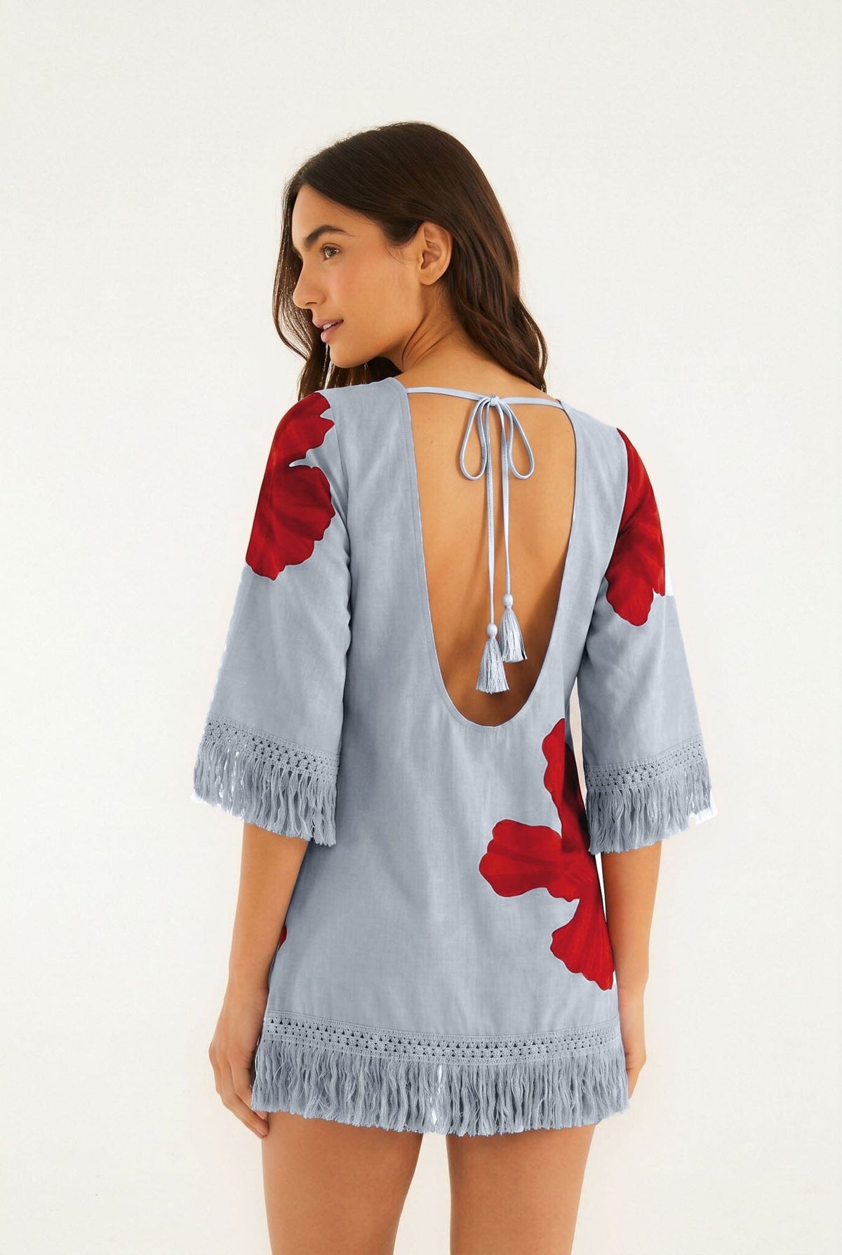 Open Back Dress With Fringe