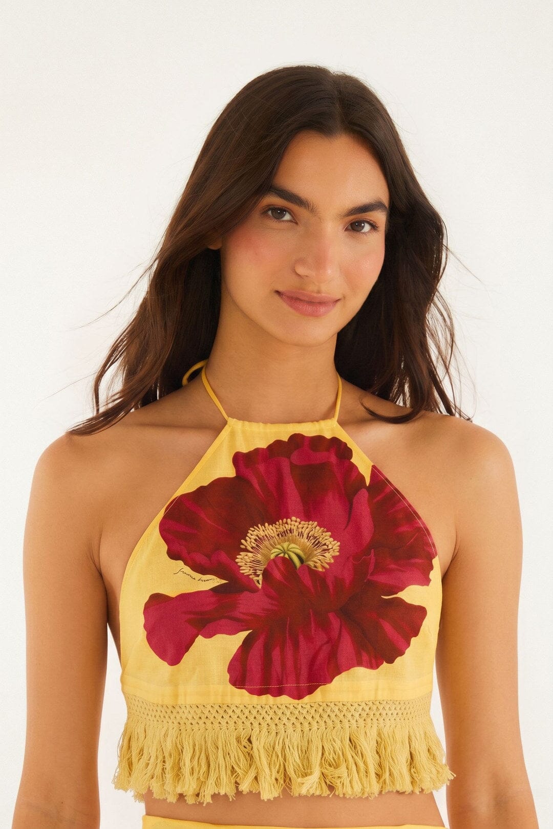 Neck Tie Blouse With Fringes