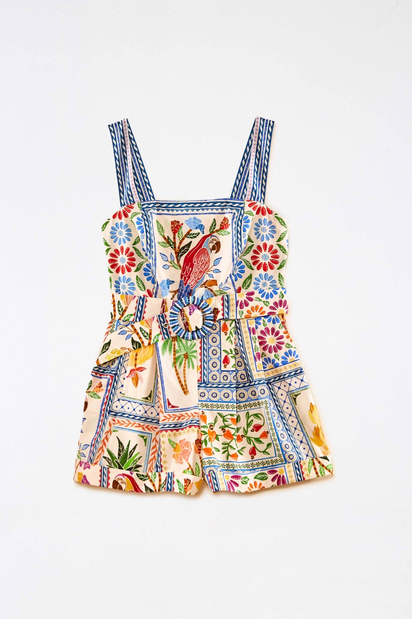 Tropical Tiles Sleeveless Romper