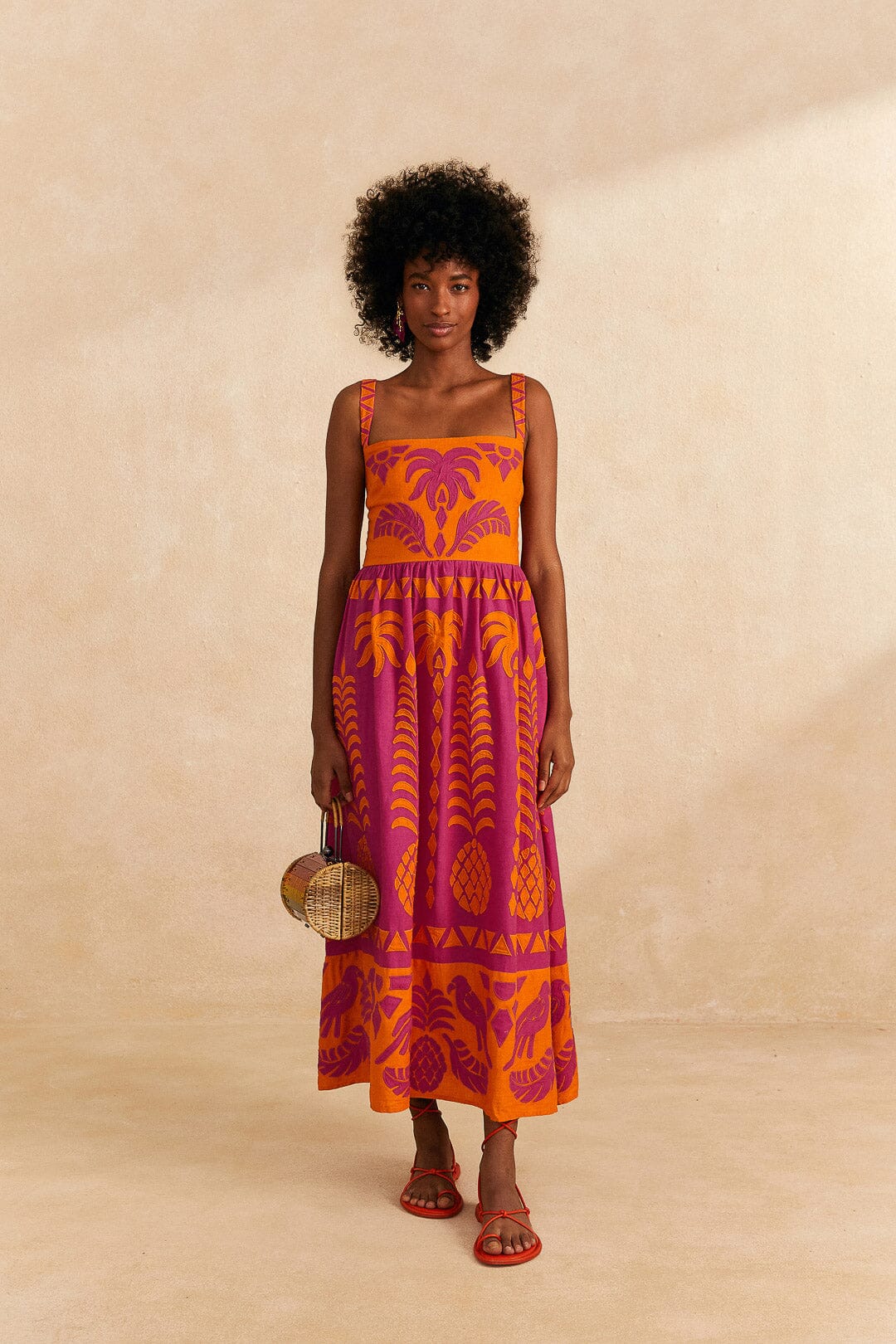 Orange Pineapple Love Cutwork Dress