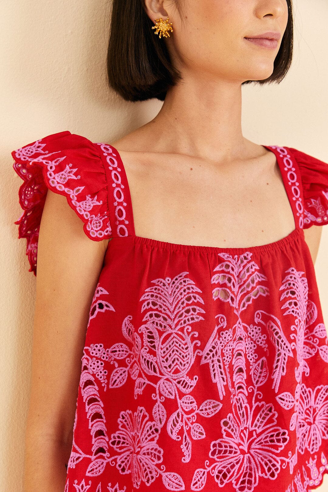 Red Palm Tree Richelieu Blouse – FARM Rio