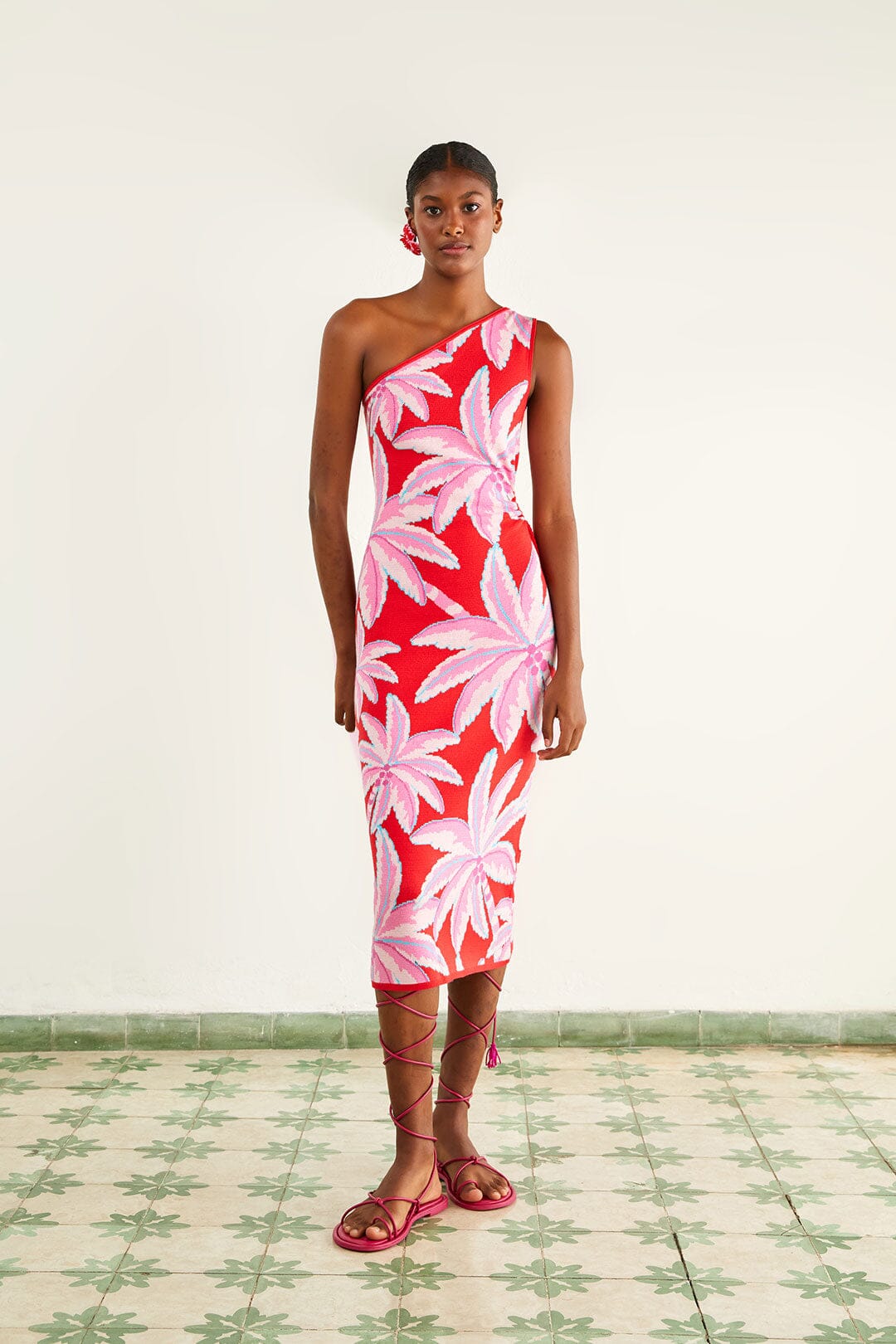 Red Coconut Tree Knit Dress