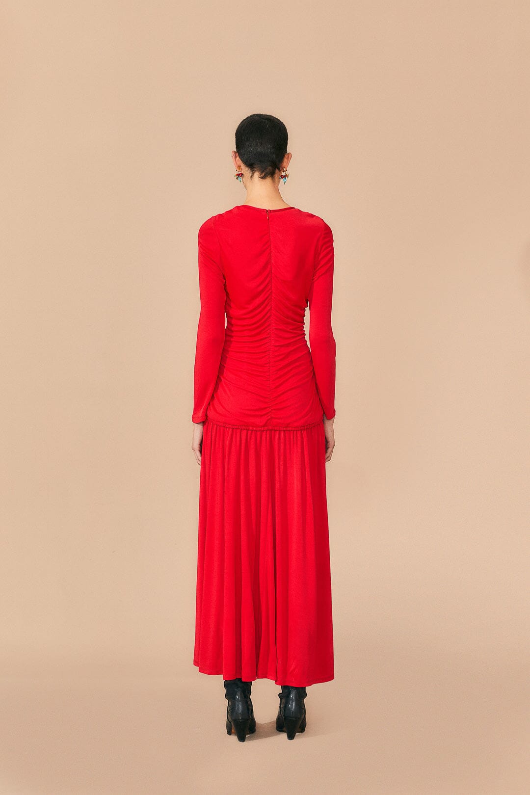 Red V Neckline Long Sleeve Midi Dress – FARM Rio