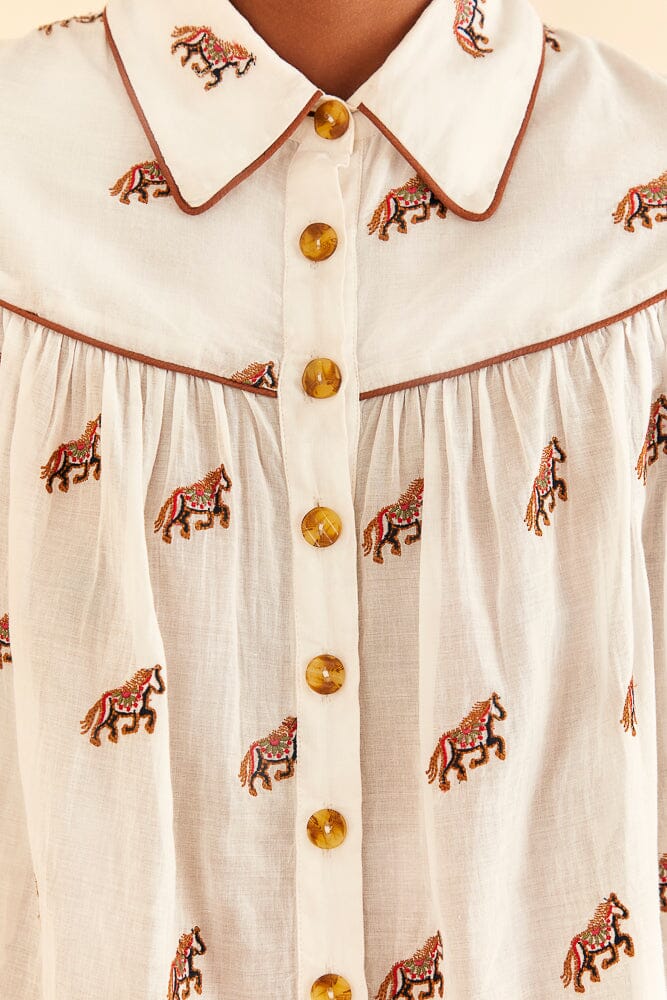 Off-White Embroidered Horses Blouse