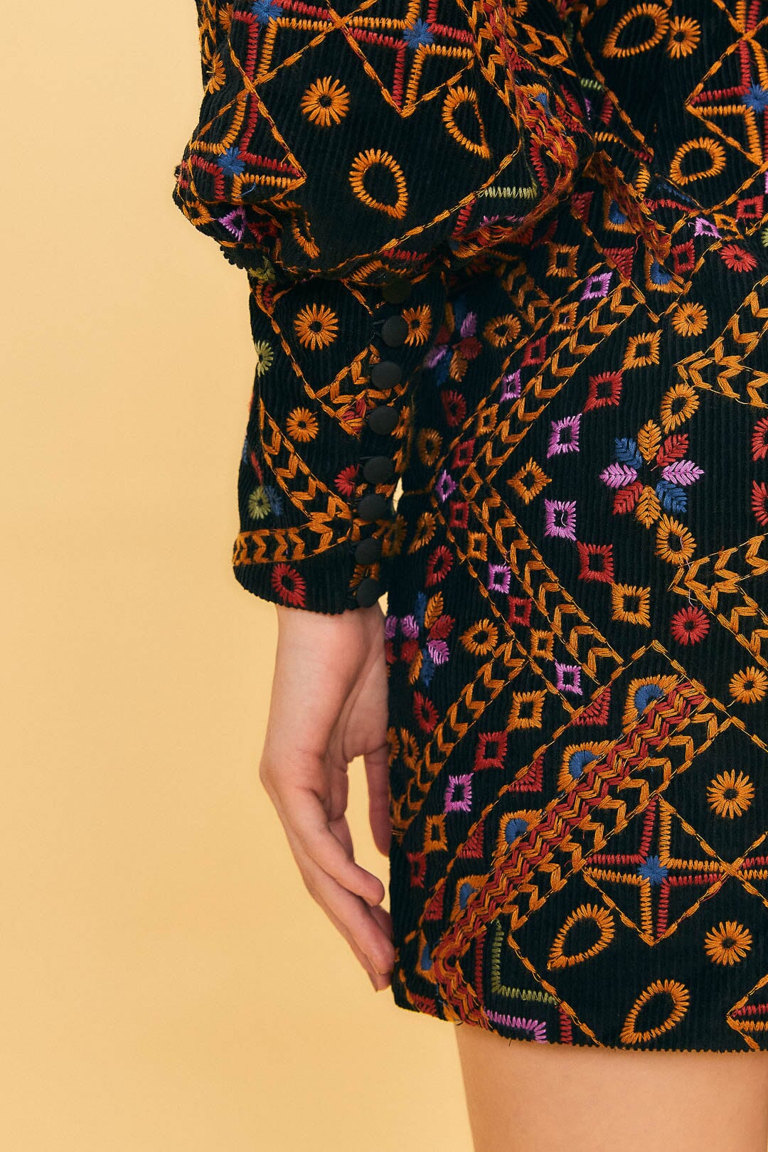 Embroidered Corduroy Puff Sleeve Mini Dress – FARM Rio