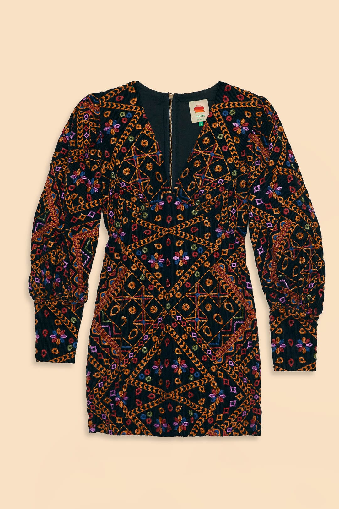 Embroidered Corduroy Puff Sleeve Mini Dress – FARM Rio